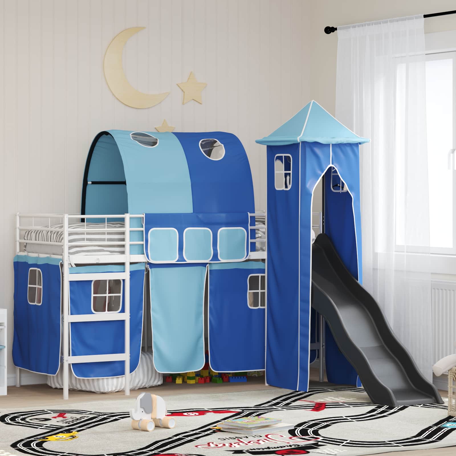 Okvir Krevet za Dječji Loft Bijela i Plava 90 x 190 cm Metal