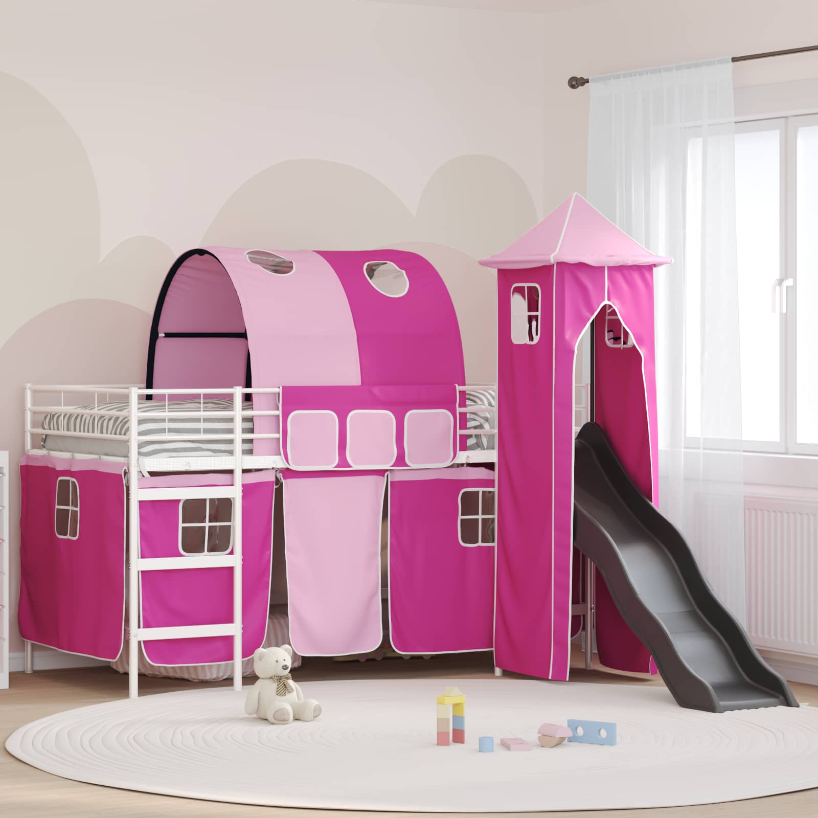 Okvir Krevet za Dječji Loft Bijela i roza 80 x 200 cm Metal