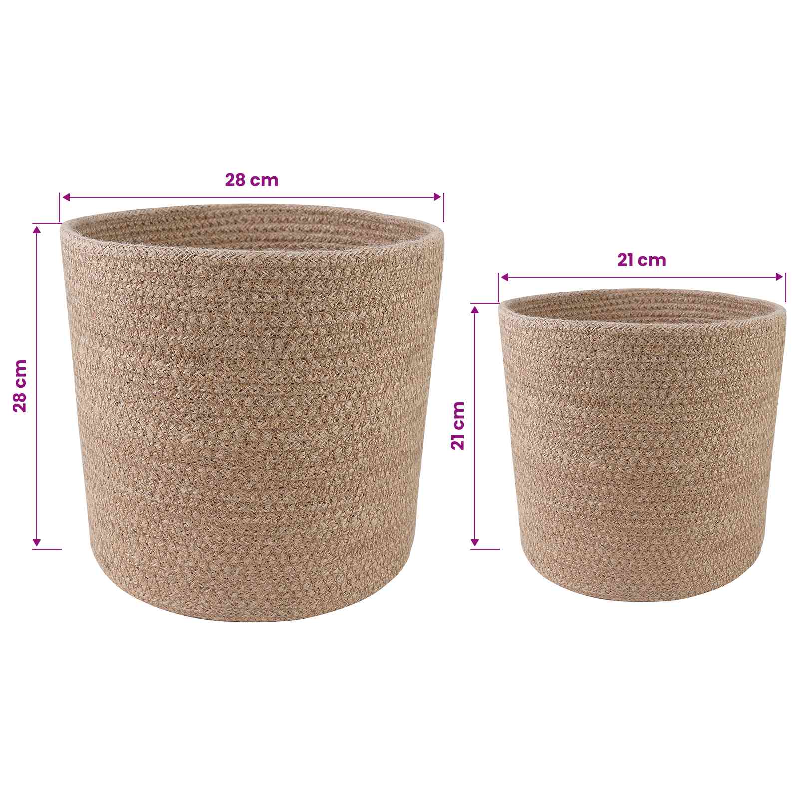 Set saksija za biljke 2 pcs Prirodna Ø 28 x 28 cm 100% Jut