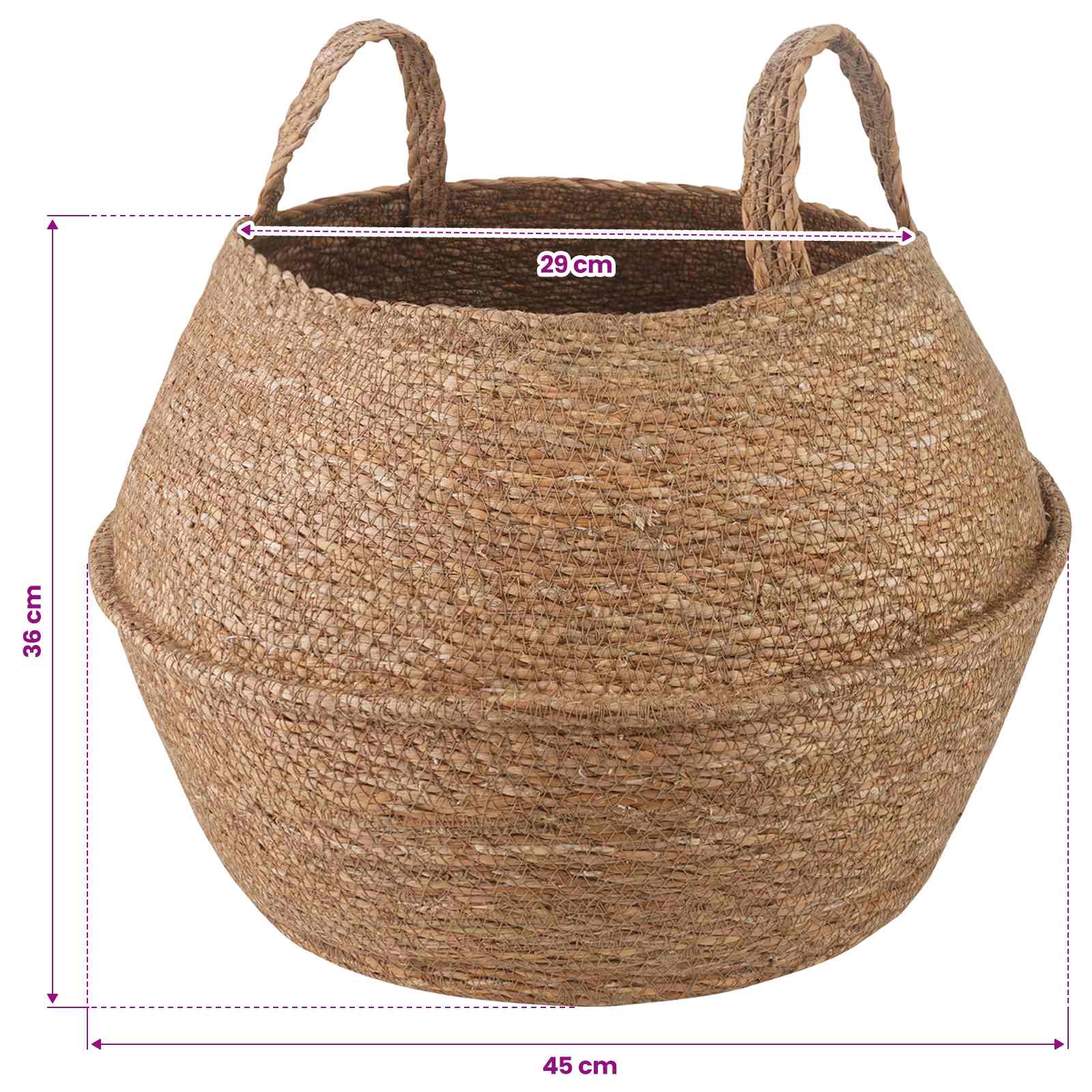 Saksija za biljke s ručkama 2 pcs Prirodna Ø 45 x 36 cm