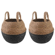 Saksija za biljke s ručkama 2 pcs Crna Ø 22 x 20 cm