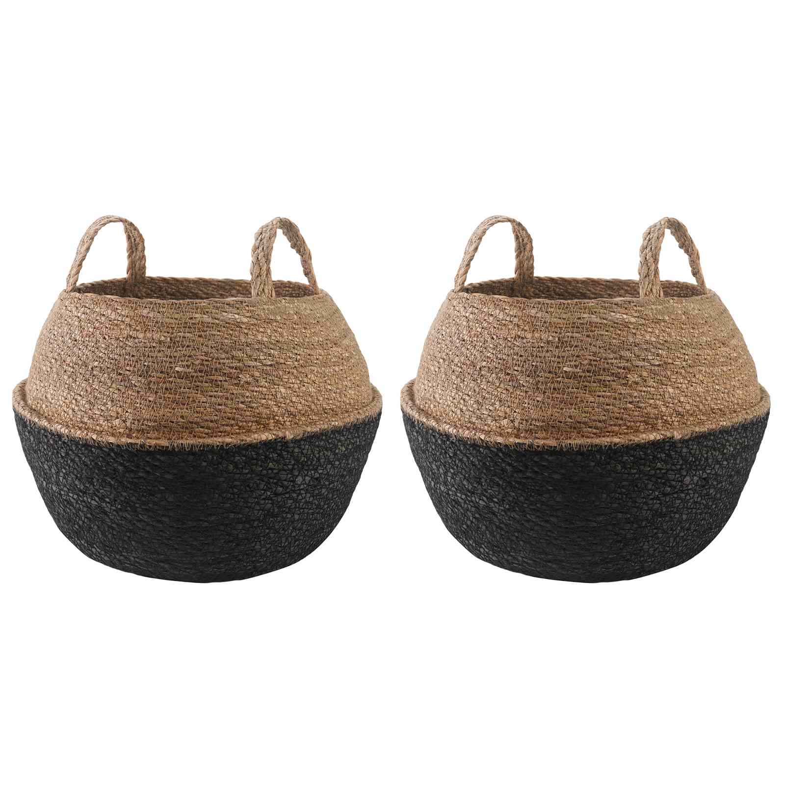 Saksija za biljke s ručkama 2 pcs Crna Ø 45 x 36 cm