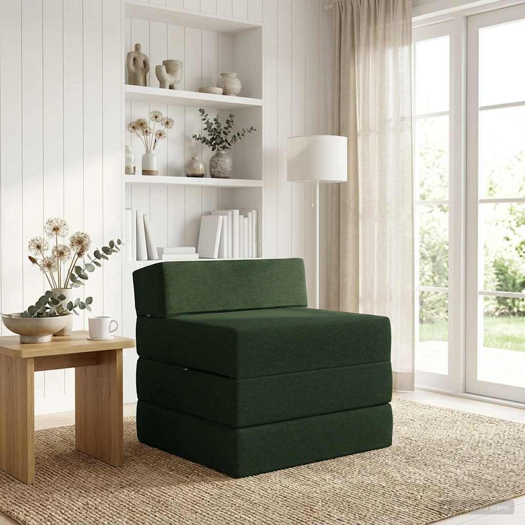 Sofa na razvlačenje Tamnozelena 200 x 70 x 15 cm Tkanina