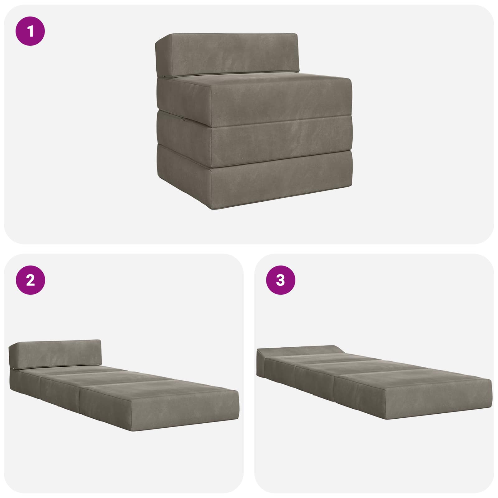 Sofa na razvlačenje Svjetlosiva 200 x 70 x 15 cm Baršun