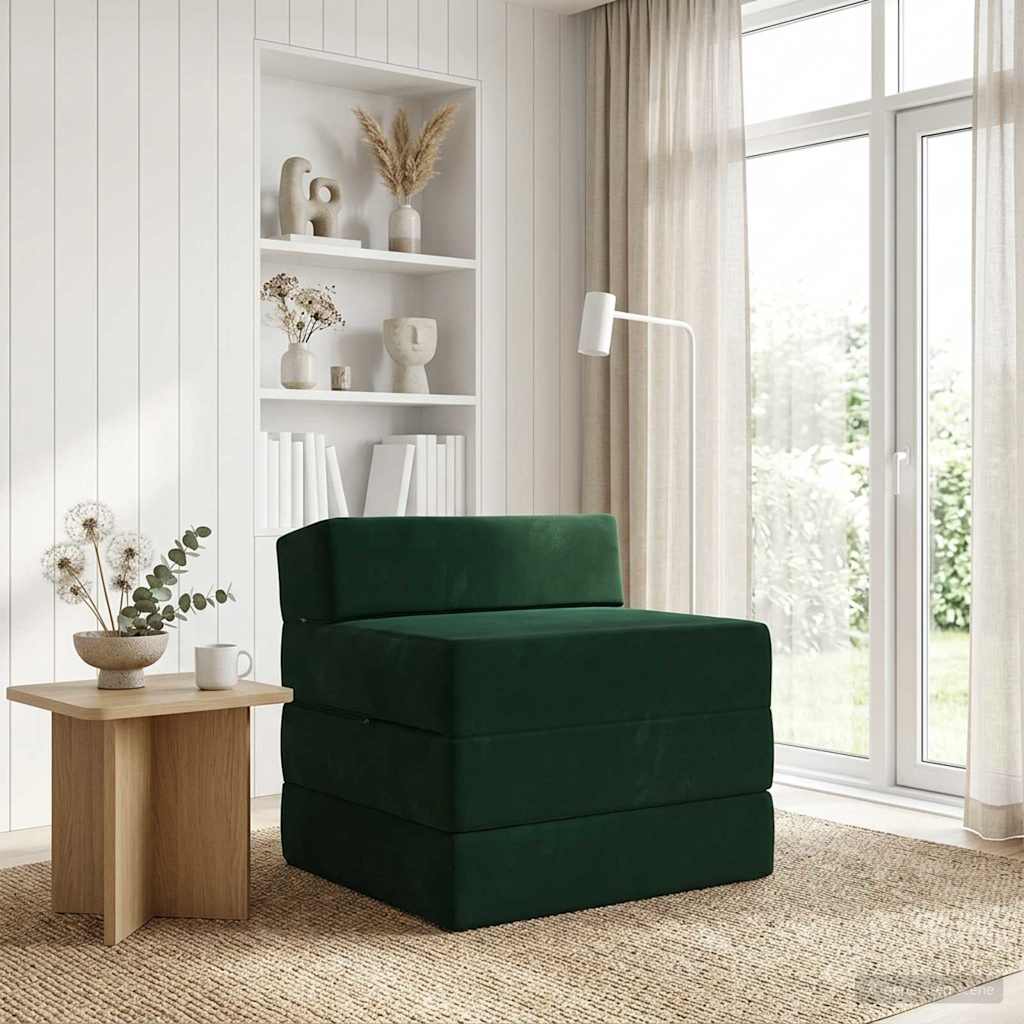Sofa na razvlačenje Tamnozelena 200 x 70 x 10 cm Baršun
