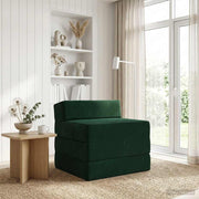 Sofa na razvlačenje Tamnozelena 200 x 70 x 10 cm Baršun