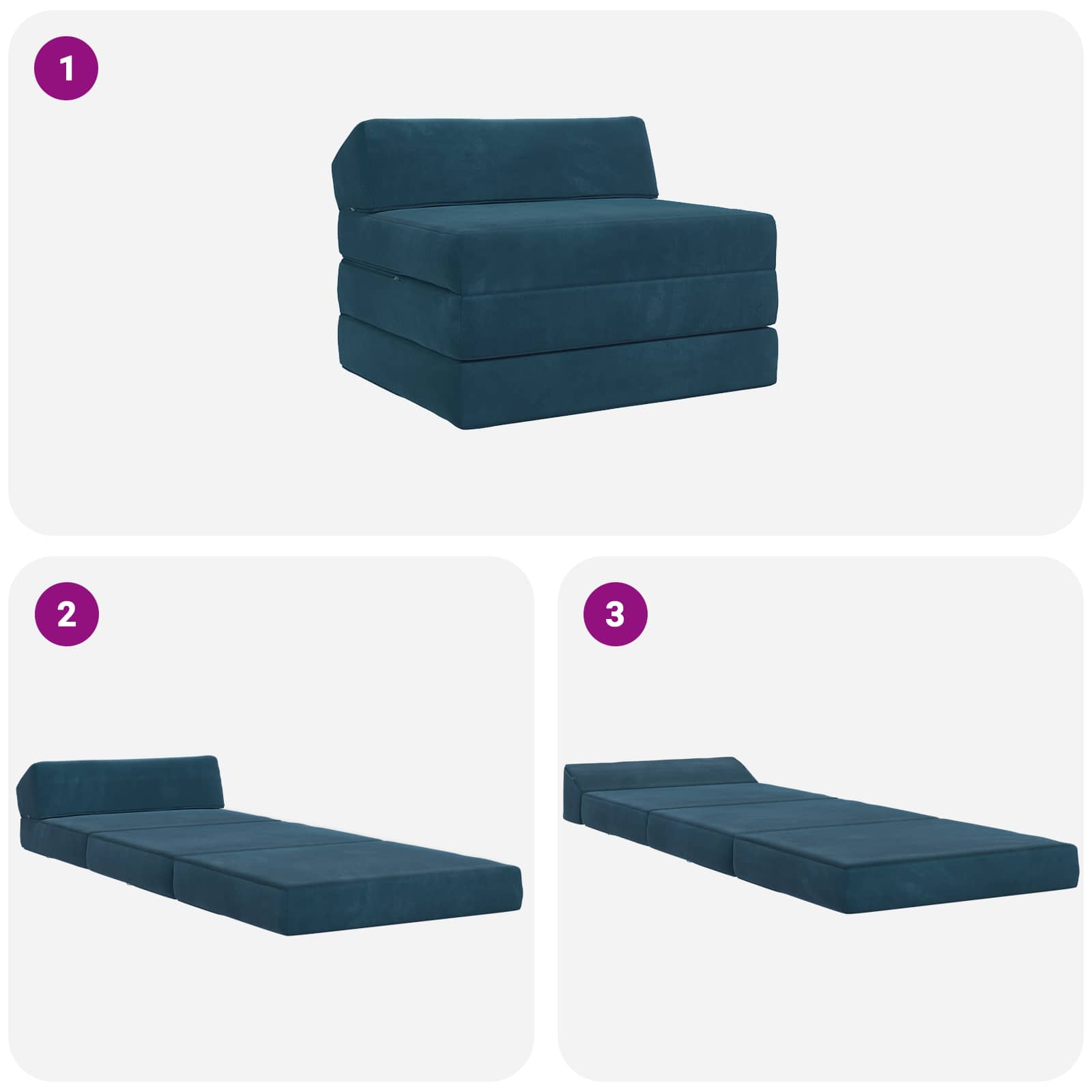 Sofa na razvlačenje Plava 200 x 70 x 10 cm Baršun