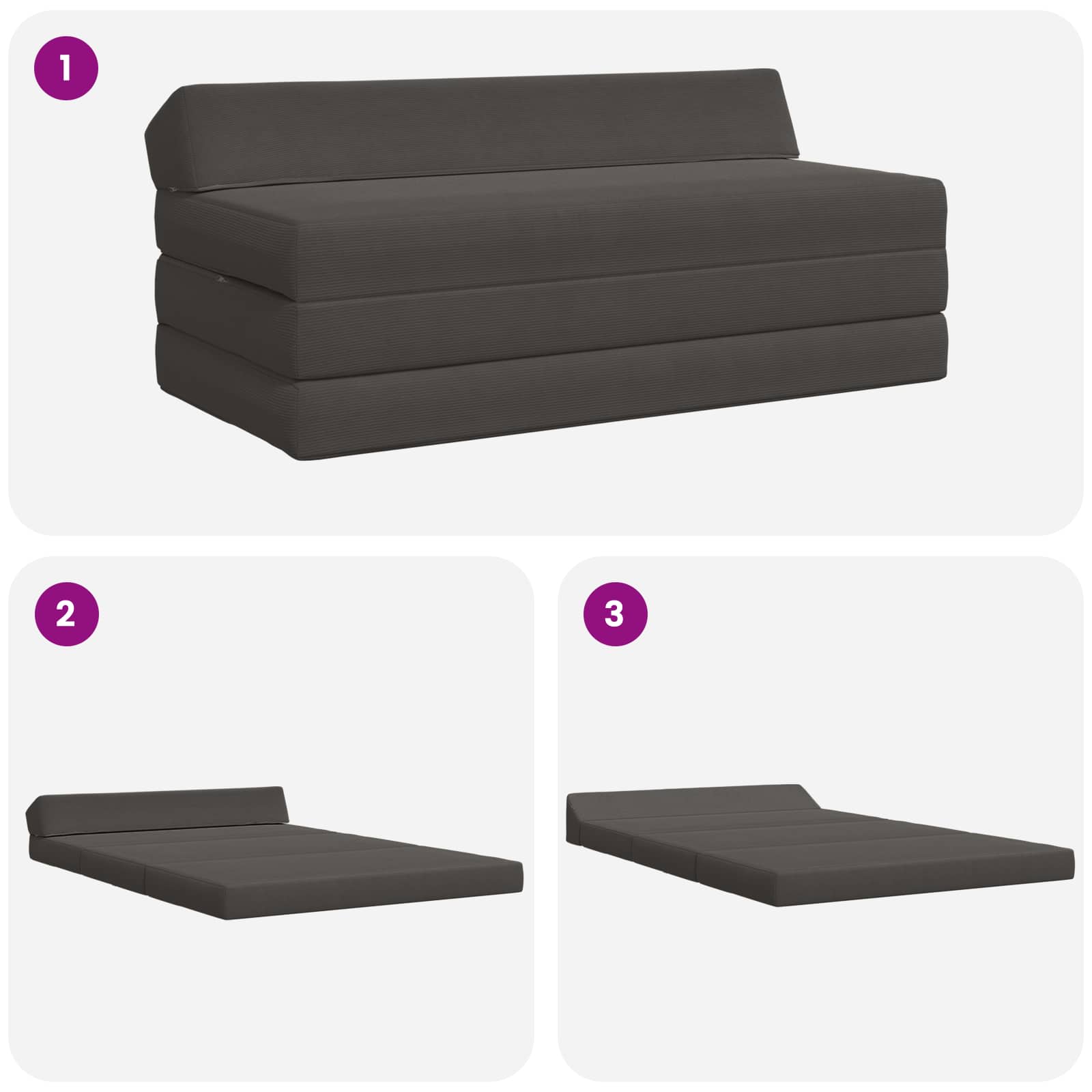 Sofa na razvlačenje Tamnosiva 120 x 60 x 49 cm Tkanina