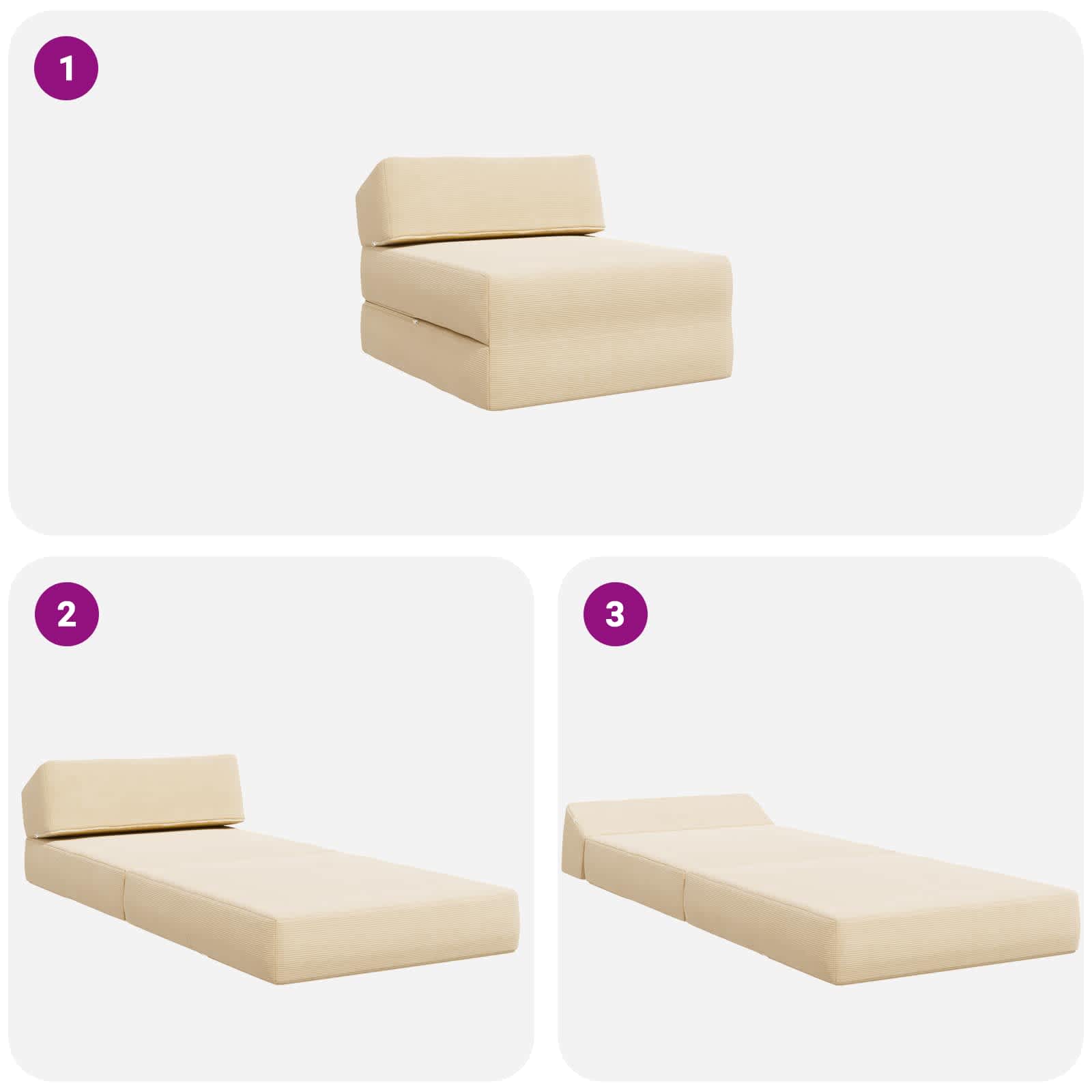Sofa na razvlačenje Krem 60 x 70 x 41 cm Tkanina