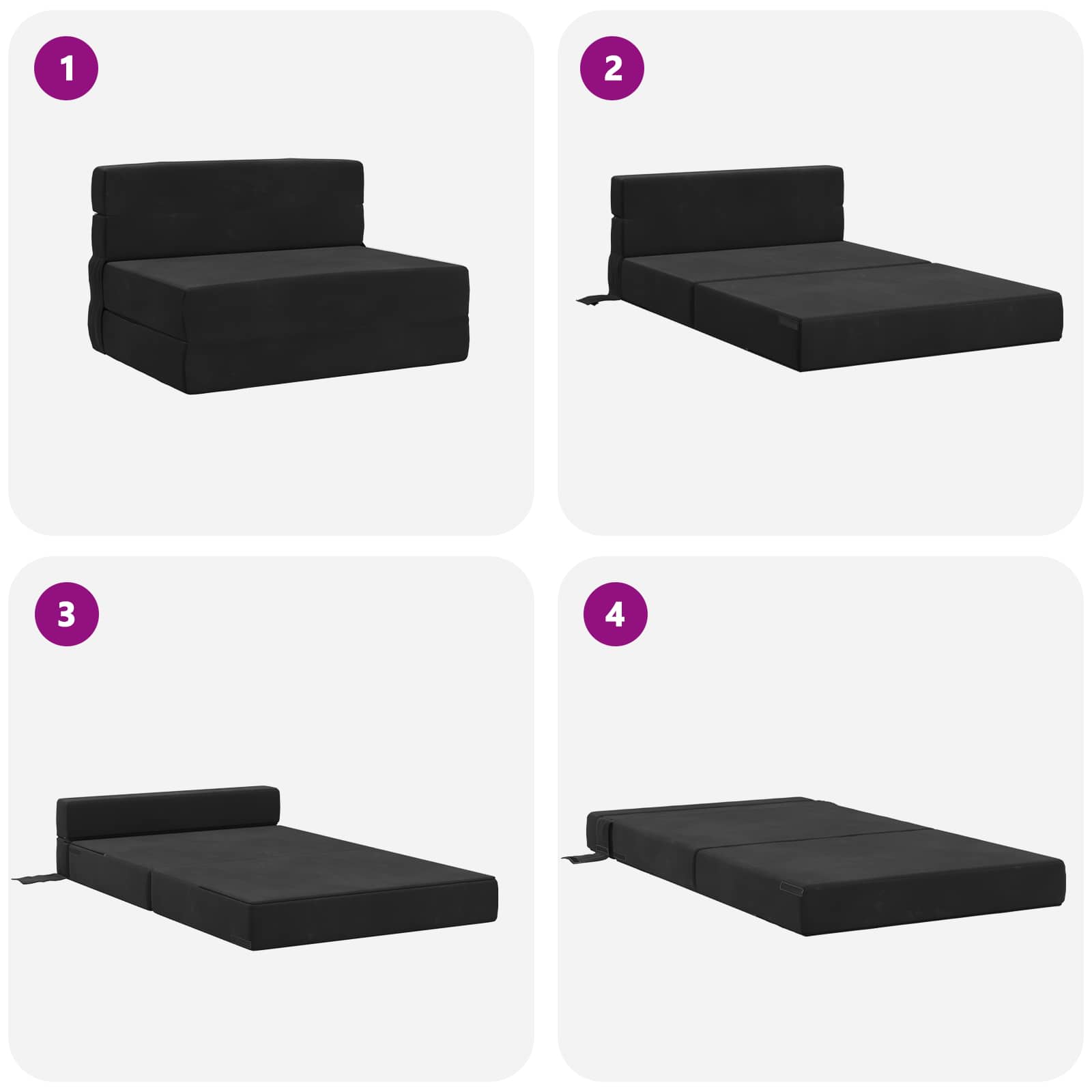 Sofa na razvlačenje Crna 70 x 72 x 60 cm Tkanina