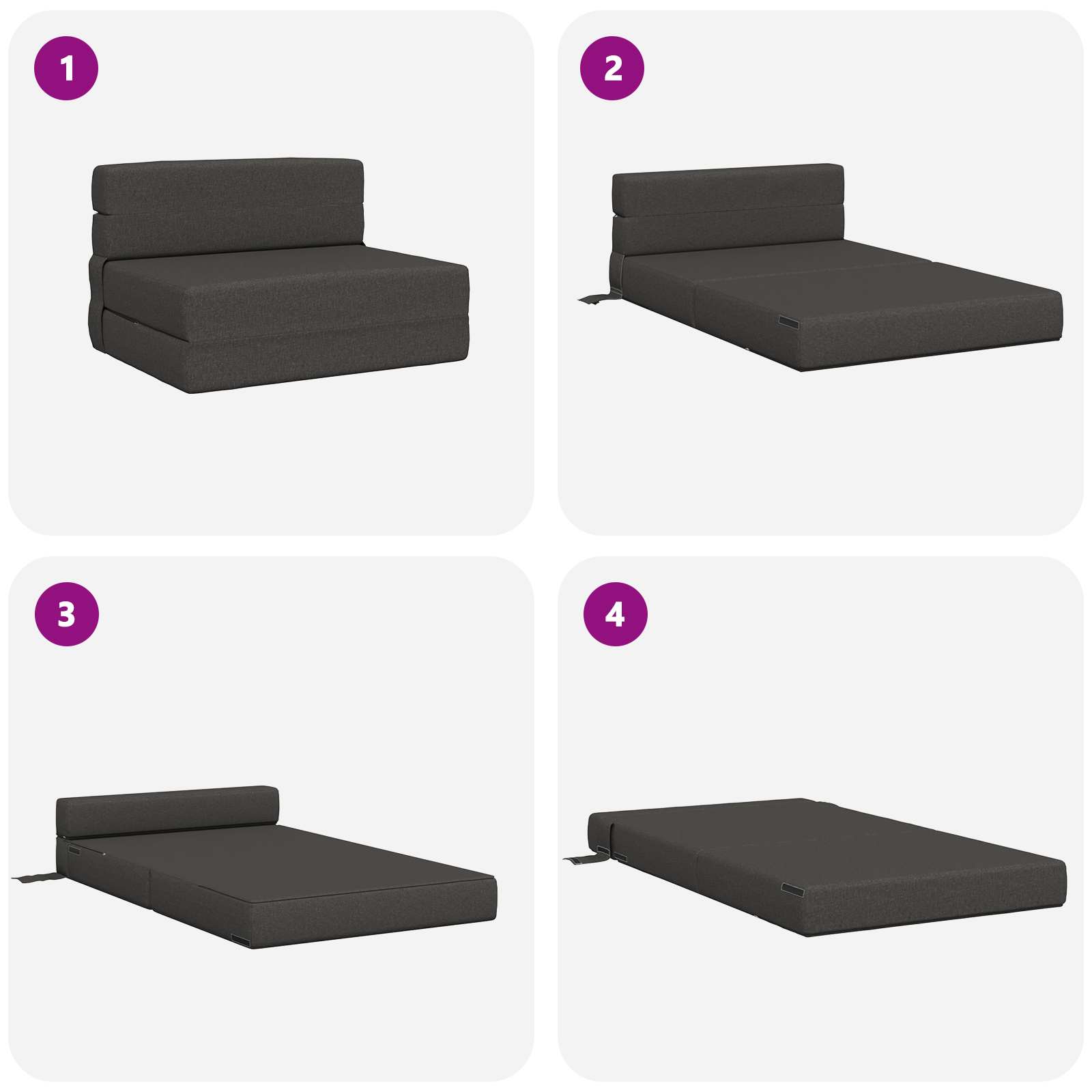 Preklopni madrac za sofu Tamnosiva 70 x 80 x 60 cm Tkanina