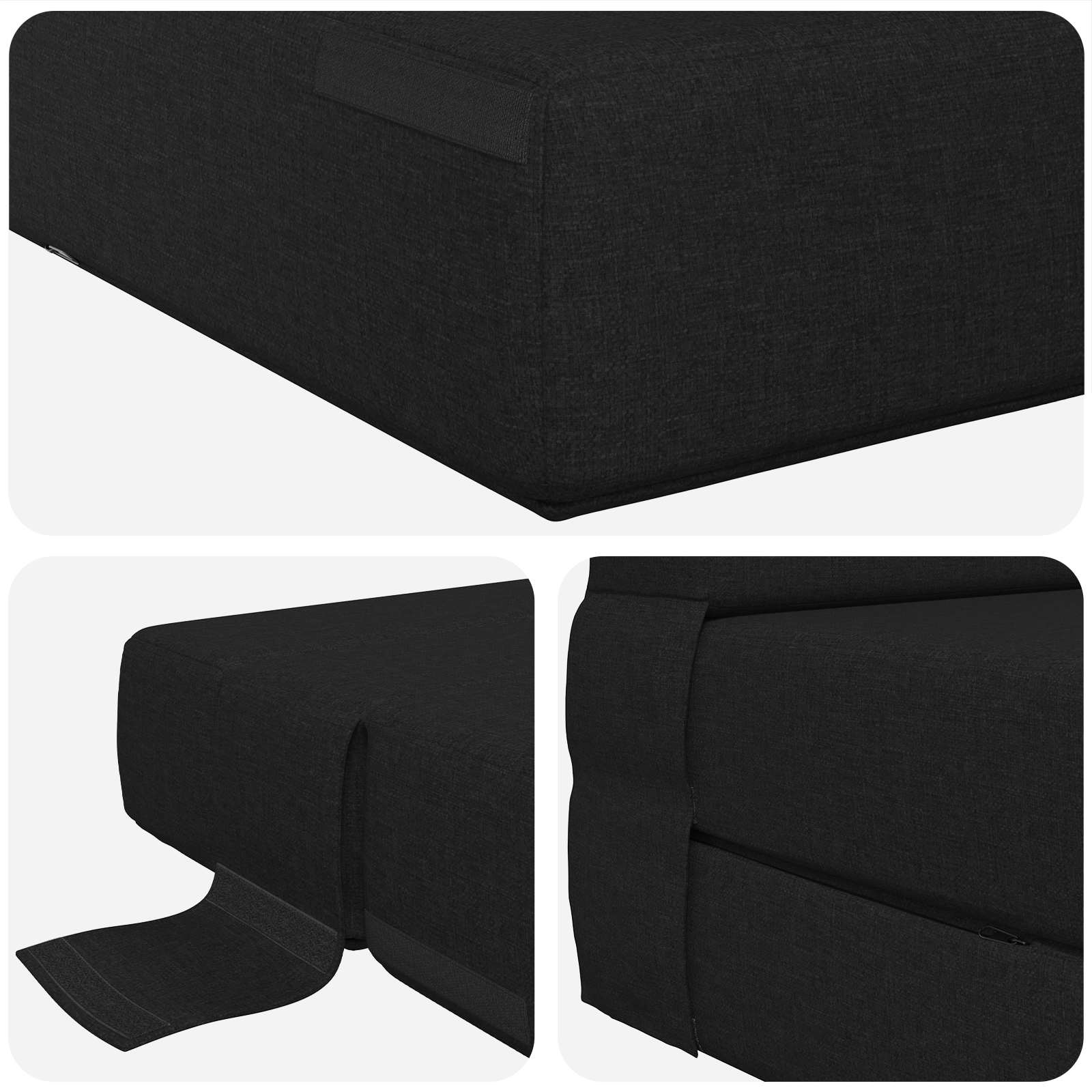 Preklopni madrac za sofu Crna 70 x 80 x 60 cm Tkanina