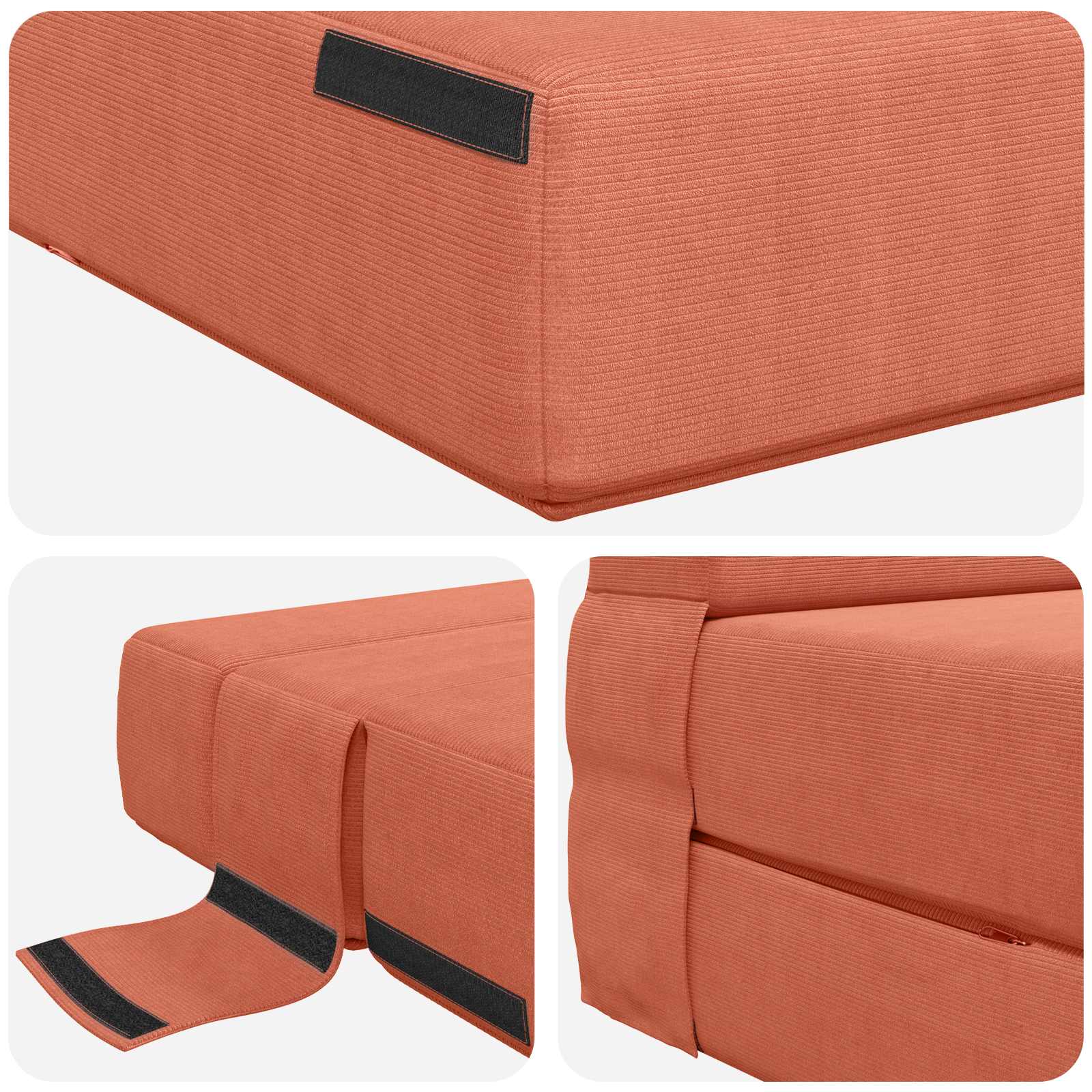 Preklopni madrac za sofu Crvena narančasta 70 x 80 x 60 cm