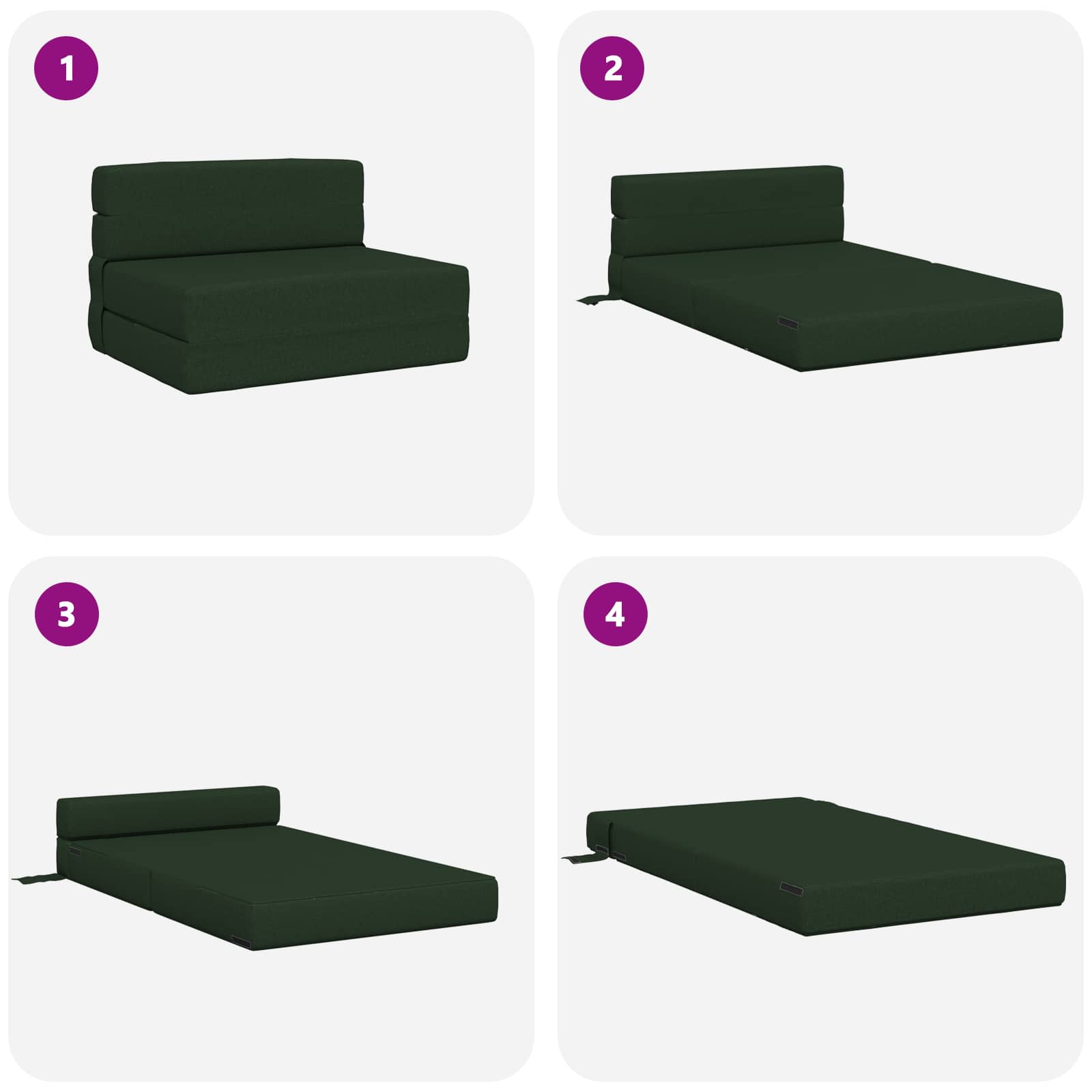 Preklopni madrac za sofu Tamnozelena 100 x 80 x 60 cm Tkanina