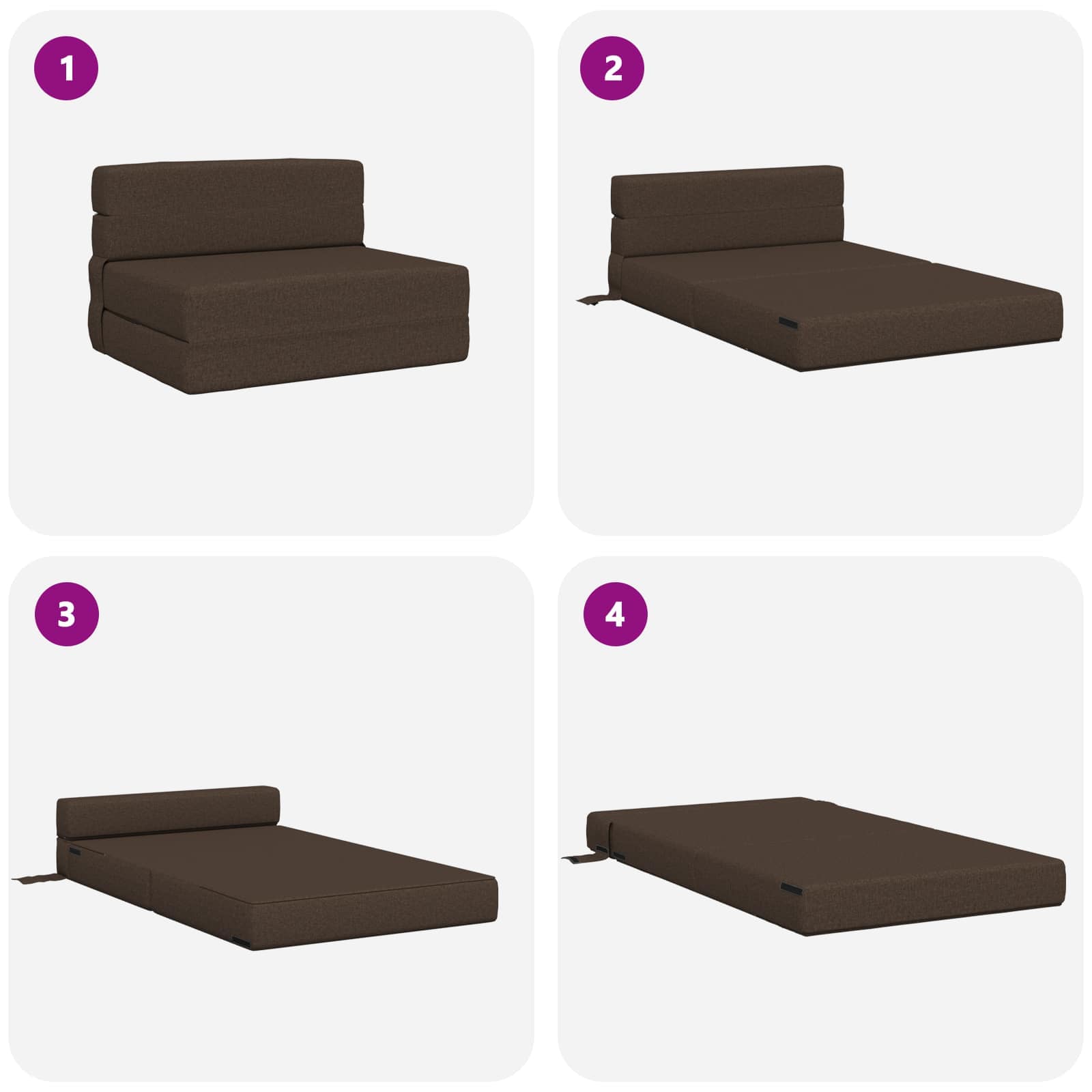 Preklopni madrac za sofu Sivosmeđa 100 x 80 x 60 cm Tkanina