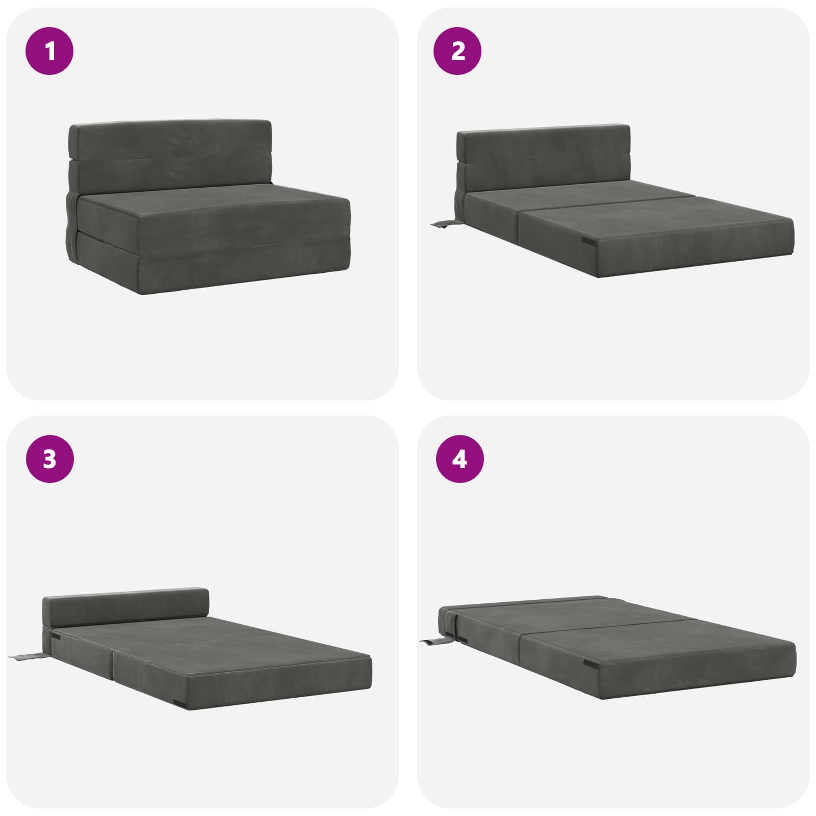 Preklopni madrac za sofu Tamnosiva 100 x 80 x 60 cm Tkanina