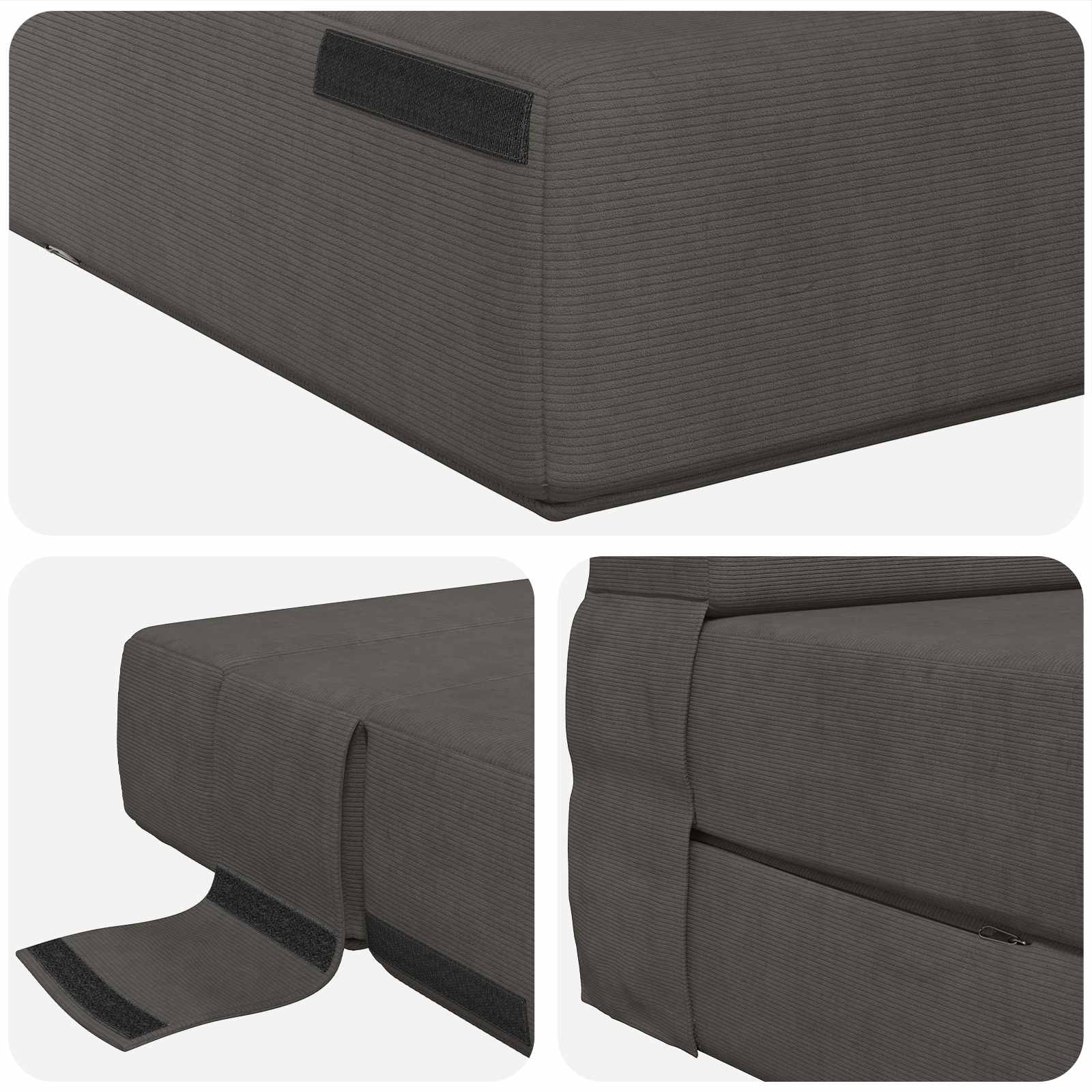 Preklopni madrac za sofu Tamnosiva 100 x 80 x 60 cm Tkanina