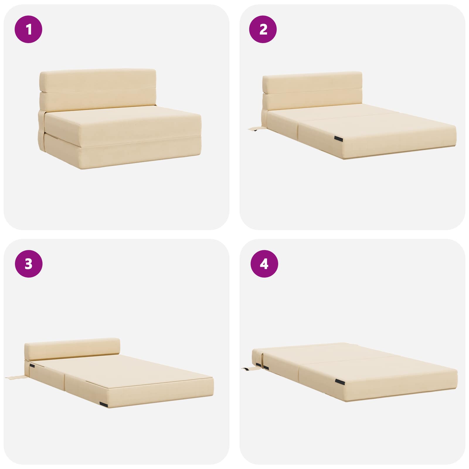 Preklopni madrac za sofu Krem 100 x 80 x 60 cm Tkanina