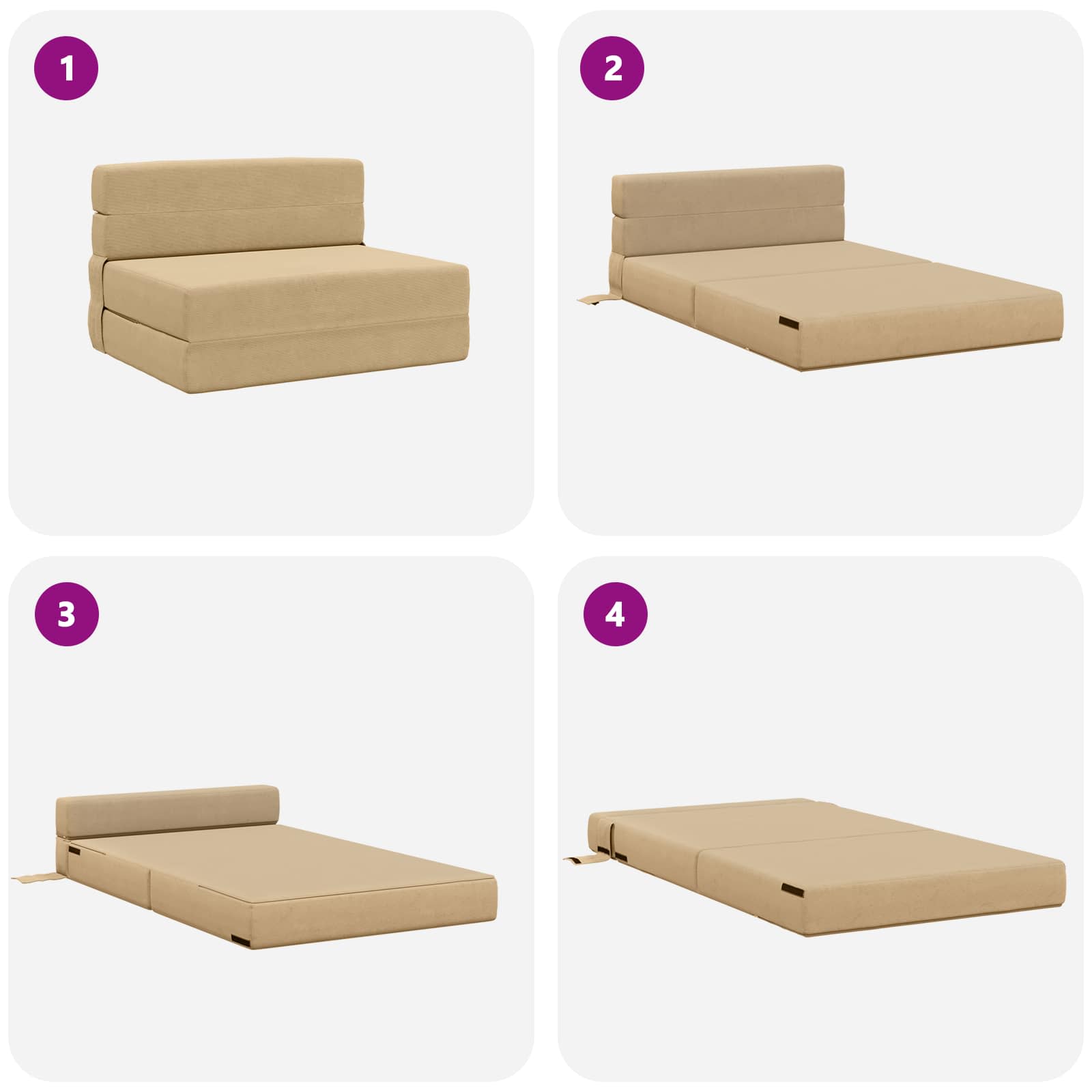 Preklopni madrac za sofu Zelena Siva 100 x 80 x 60 cm Tkanina