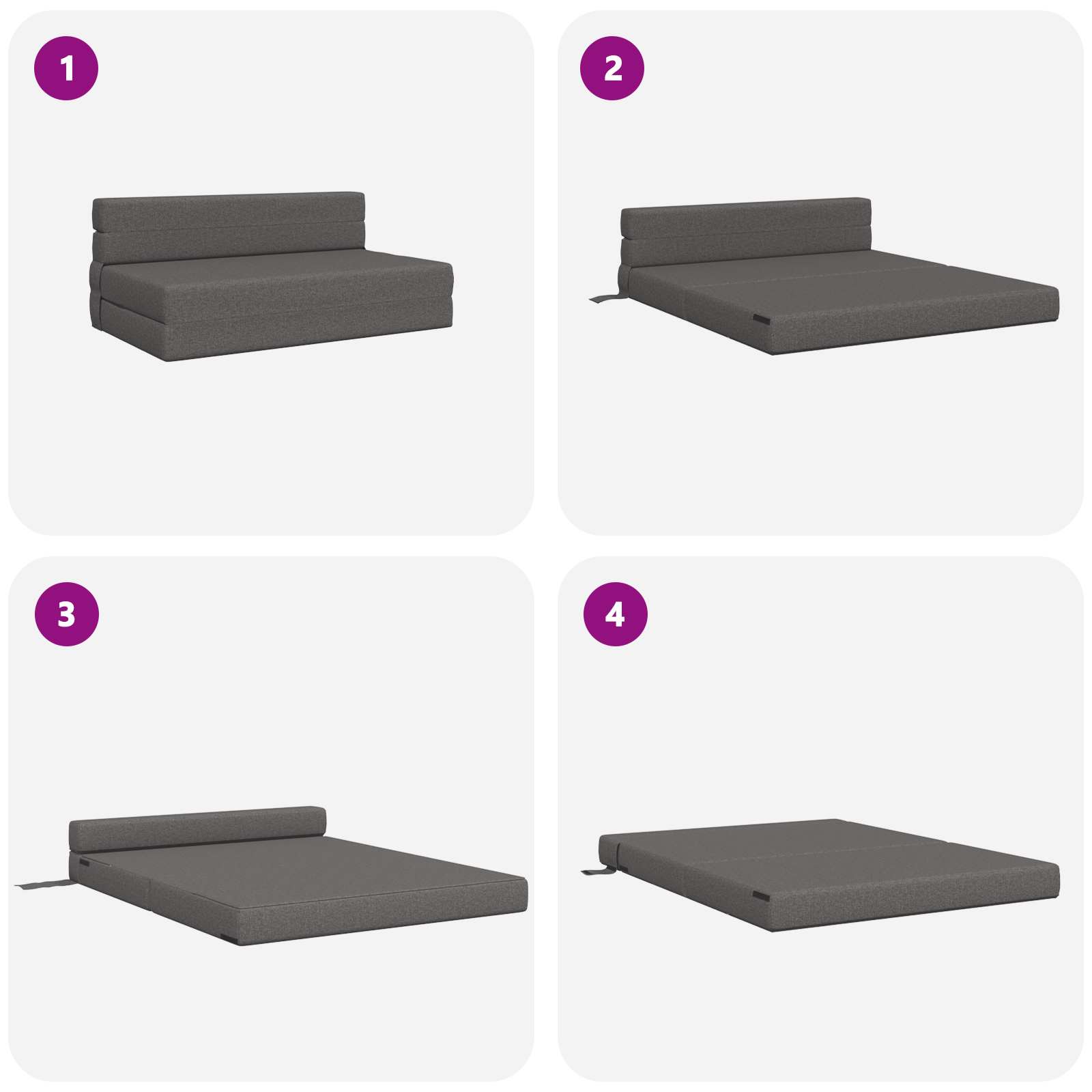 Preklopni madrac za sofu Svjetlosiva 152 x 86,5 x 60 cm Tkanina