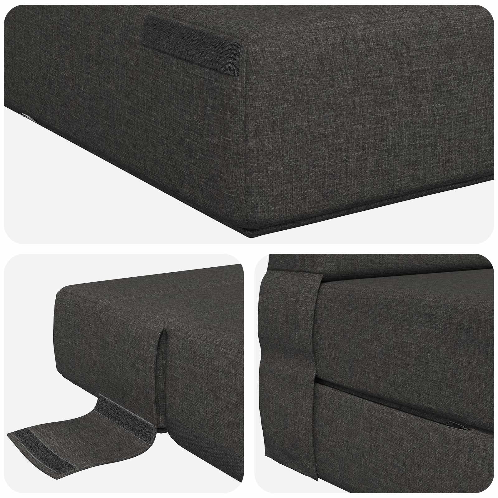 Preklopni madrac za sofu Tamnosiva 152 x 86,5 x 60 cm Tkanina