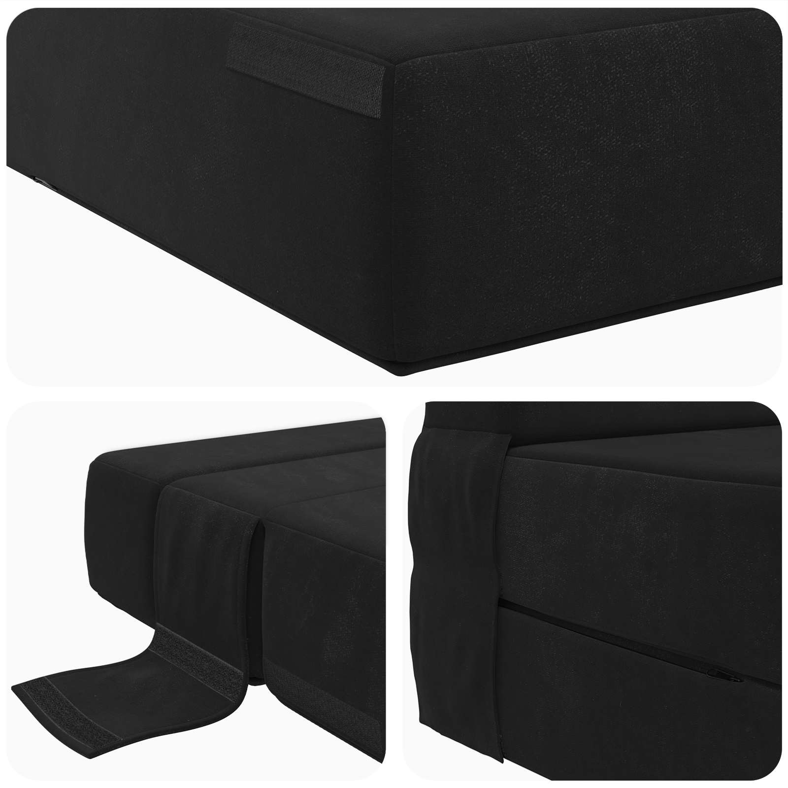 Preklopni madrac za sofu Crna 152 x 86,5 x 60 cm Tkanina