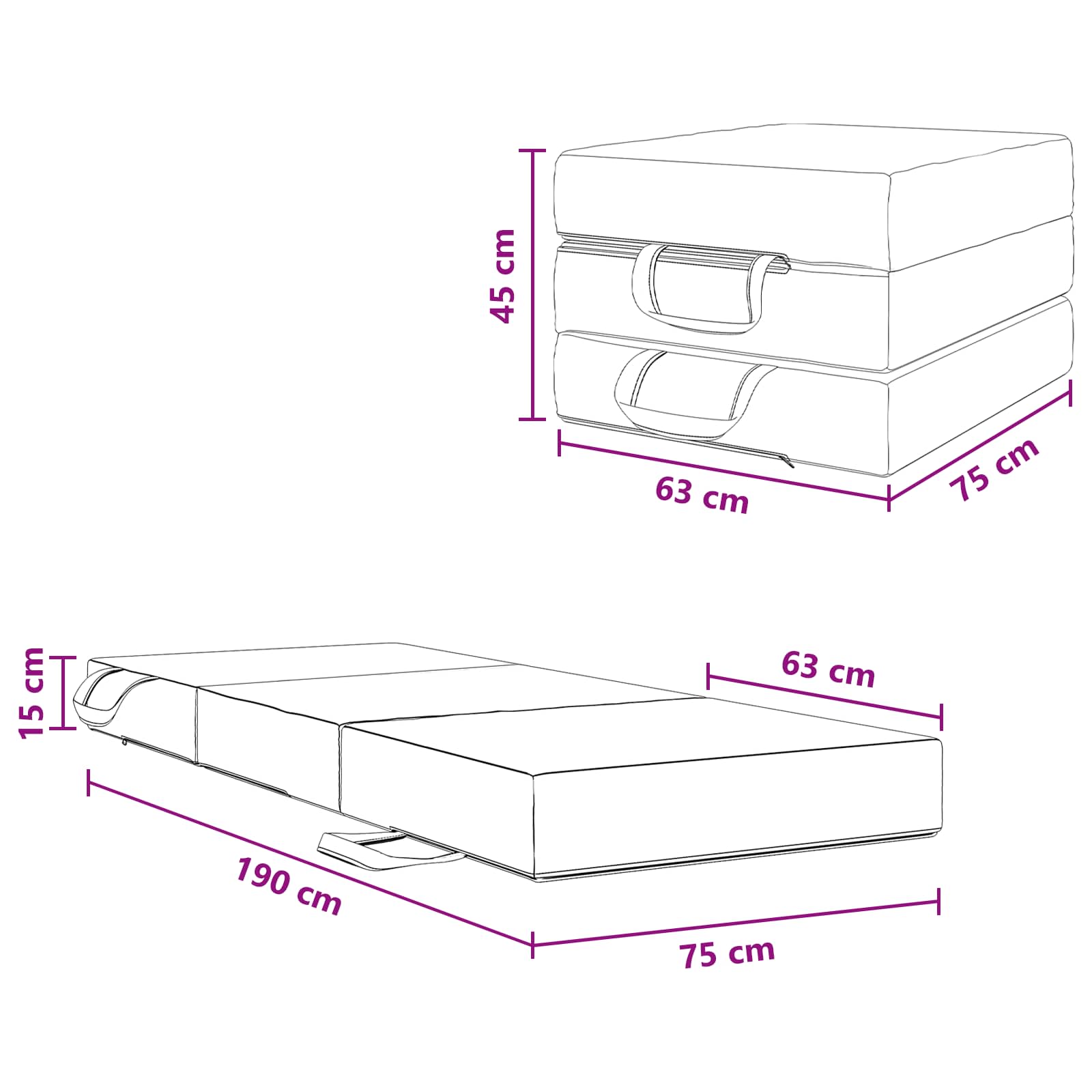 Sofa na razvlačenje 75 x 63 x 45 cm Svjetlosiva