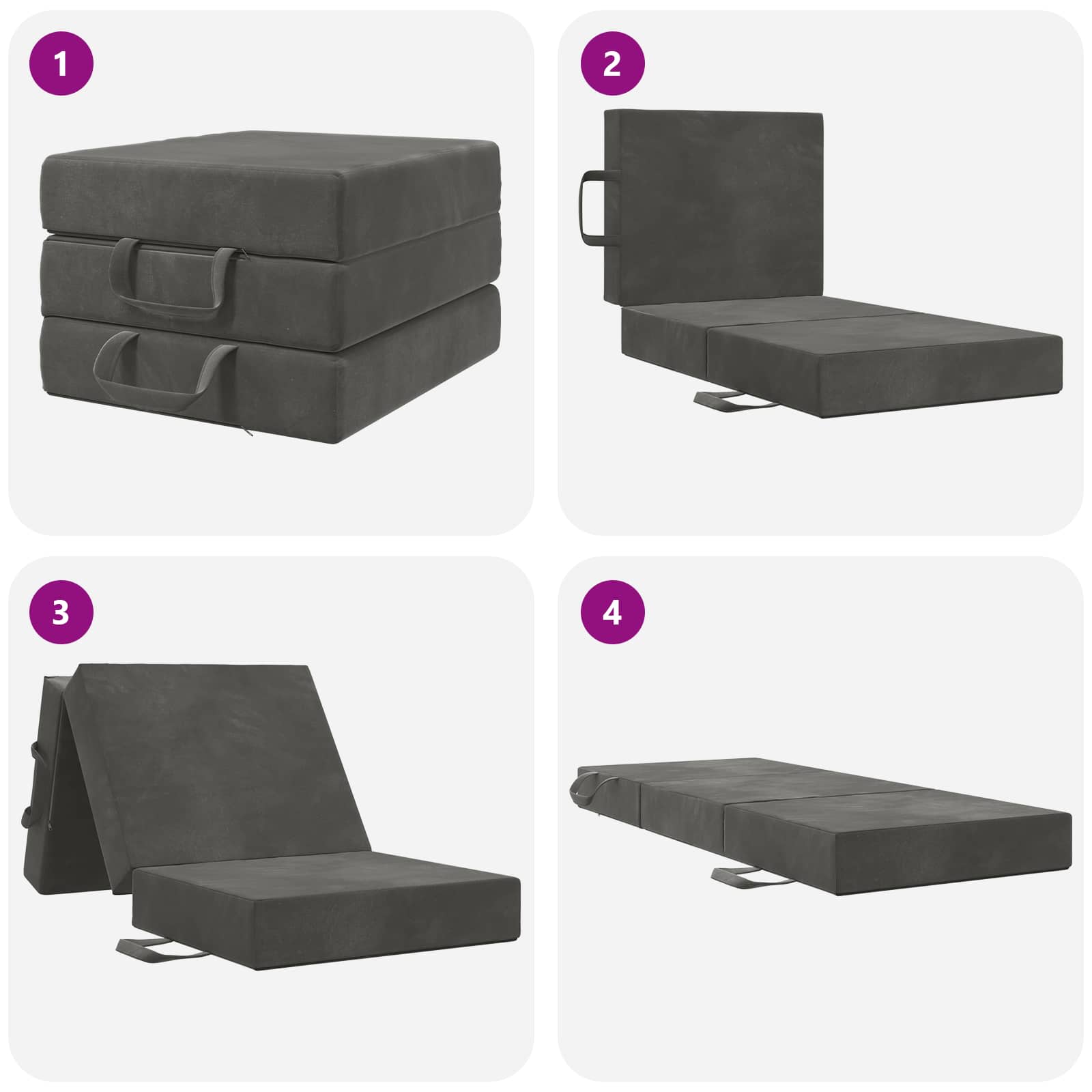 Sofa na razvlačenje 75 x 63 x 45 cm Tamnosiva