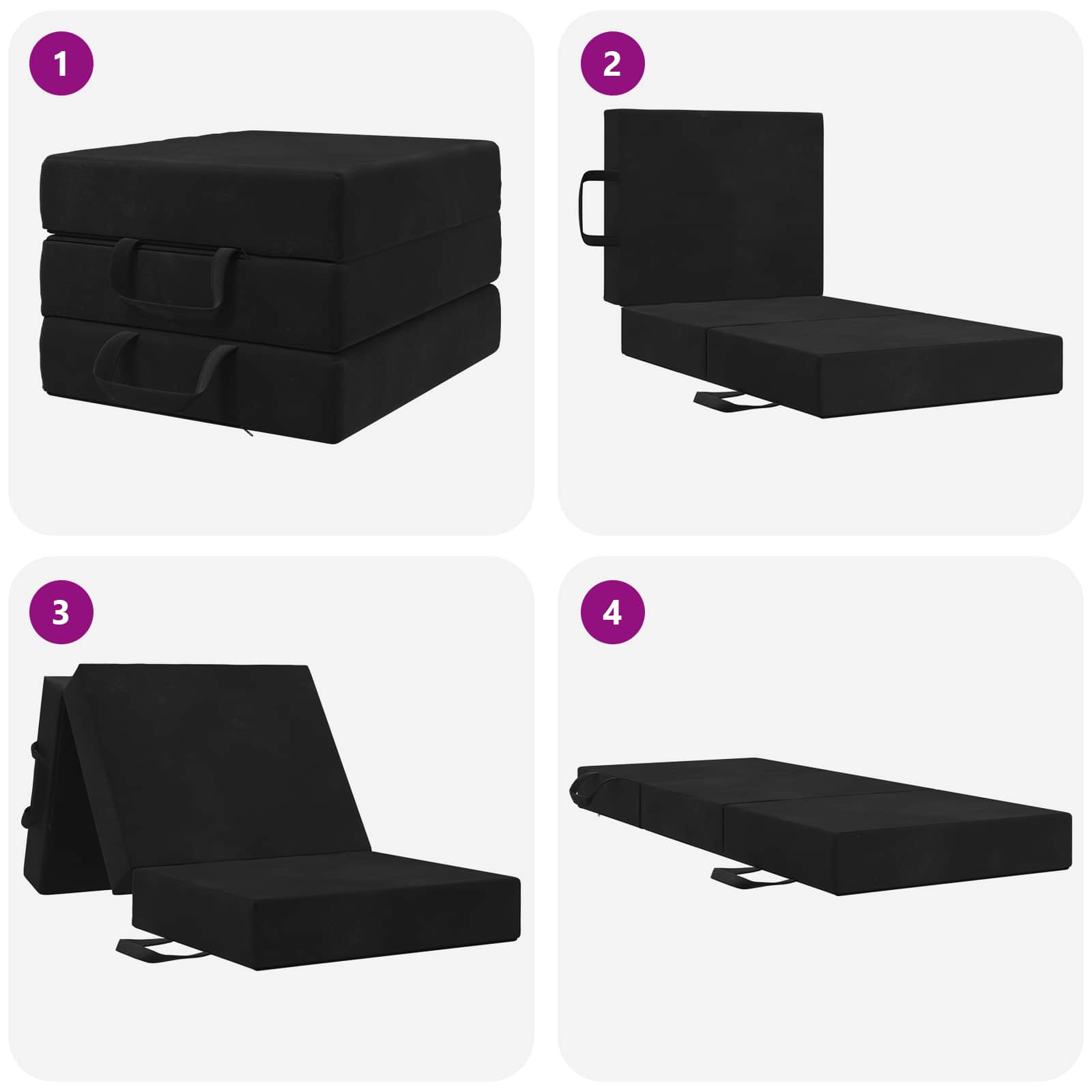 Sofa na razvlačenje 90 x 63 x 45 cm Crna
