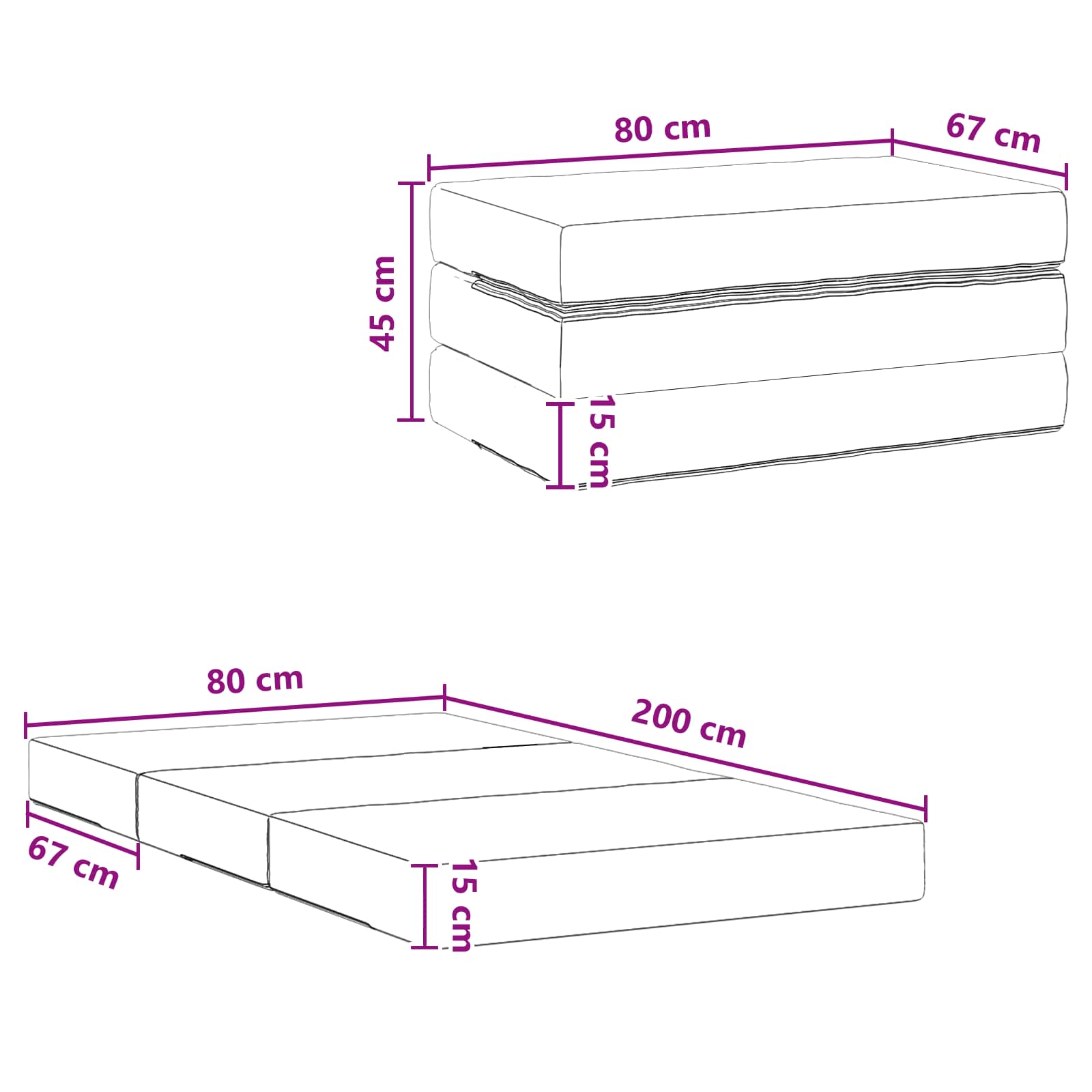 Sofa na razvlačenje 80 x 67 x 45 cm Ružičasta