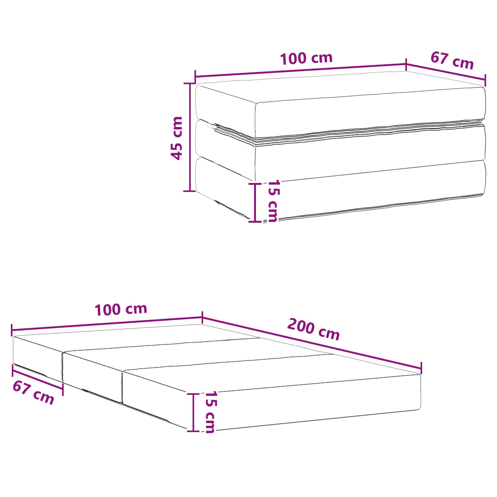 Sofa na razvlačenje 100 x 67 x 45 cm Sivosmeđa