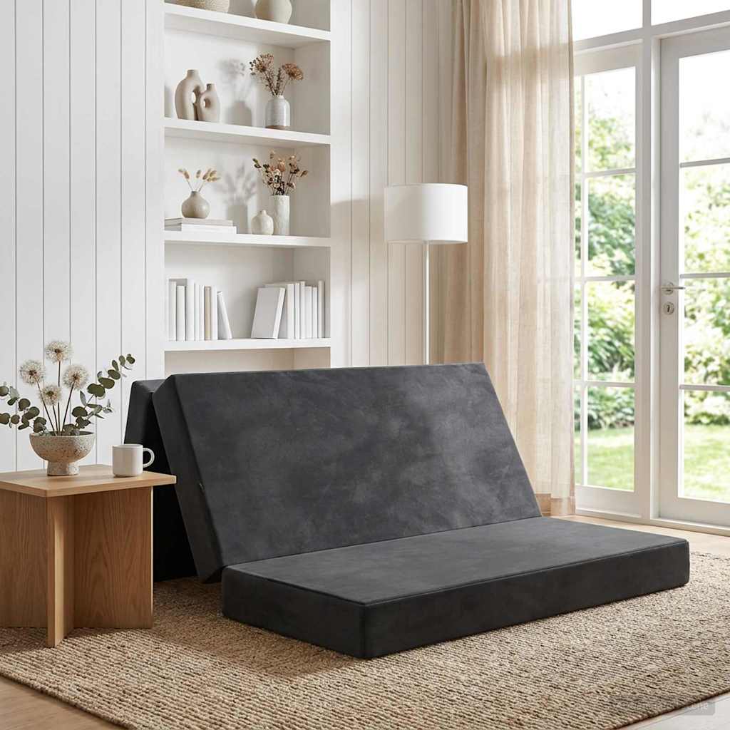 Sofa na razvlačenje 140 x 67 x 45 cm Tamnosiva