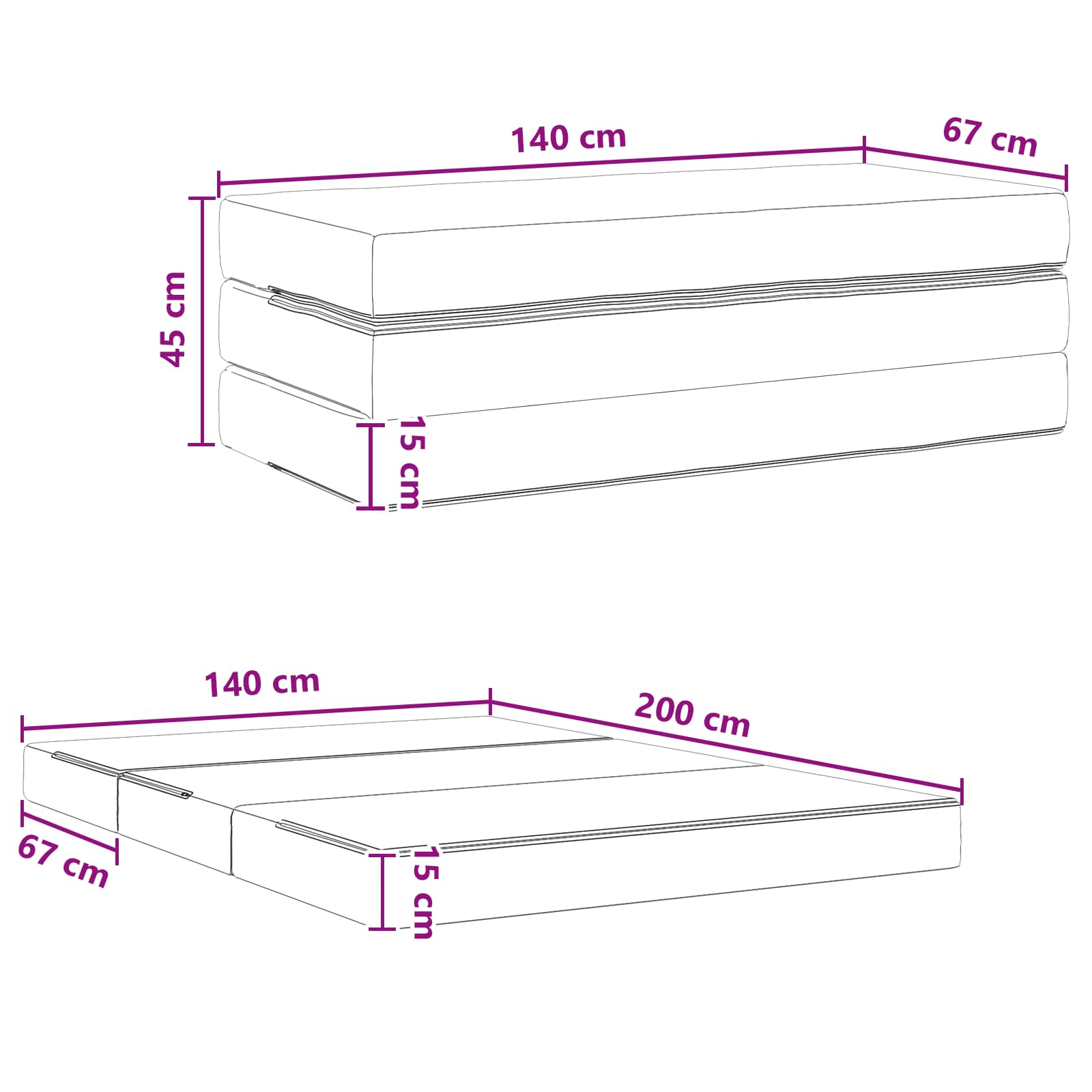 Sofa na razvlačenje 140 x 67 x 45 cm Tamnozelena