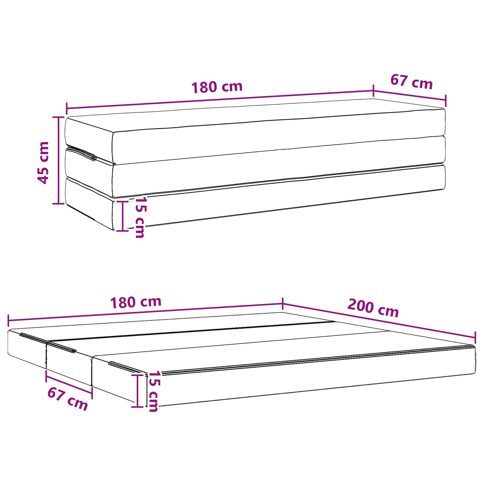 Sofa na razvlačenje 180 x 67 x 45 cm Plava