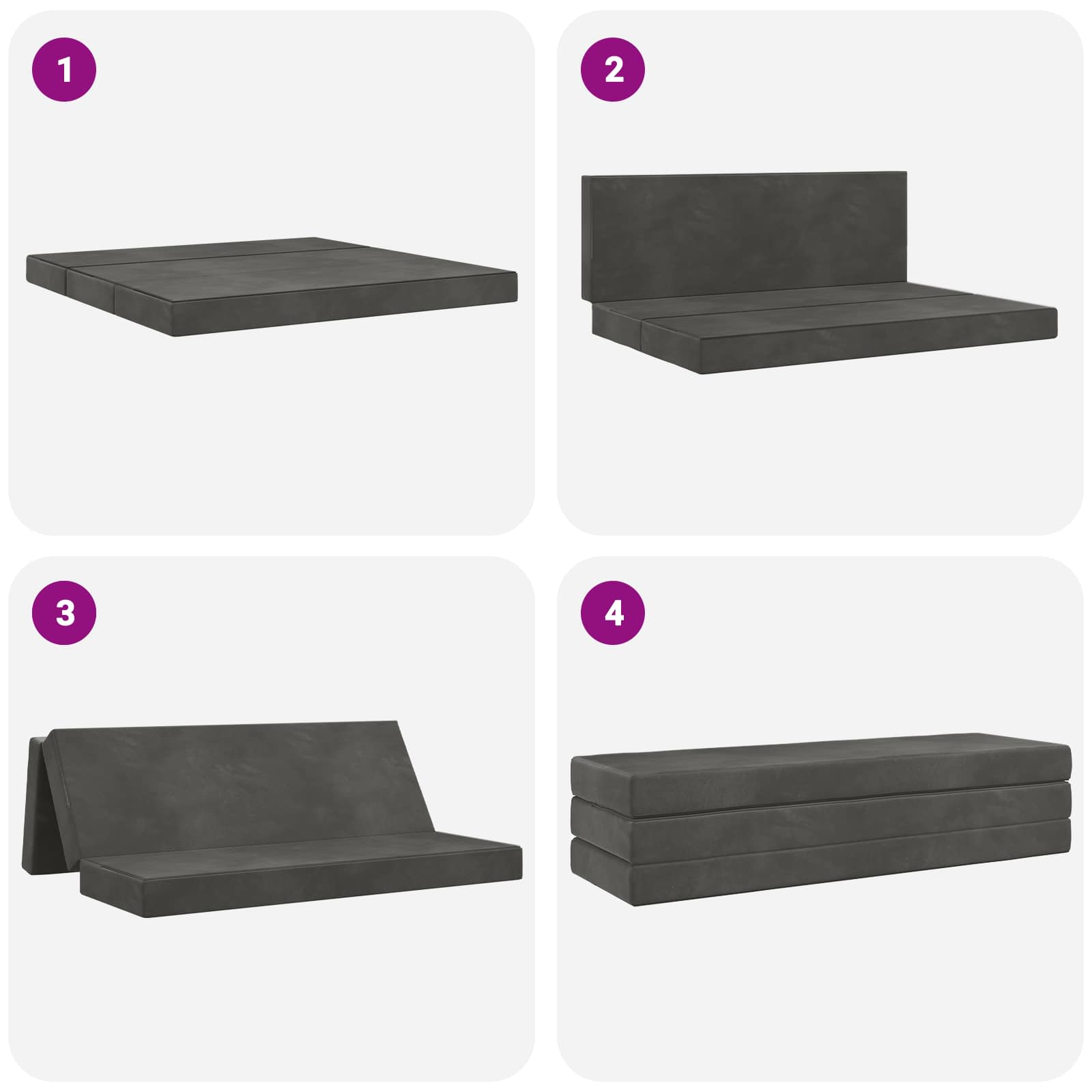 Sofa na razvlačenje 200 x 67 x 45 cm Tamnosiva