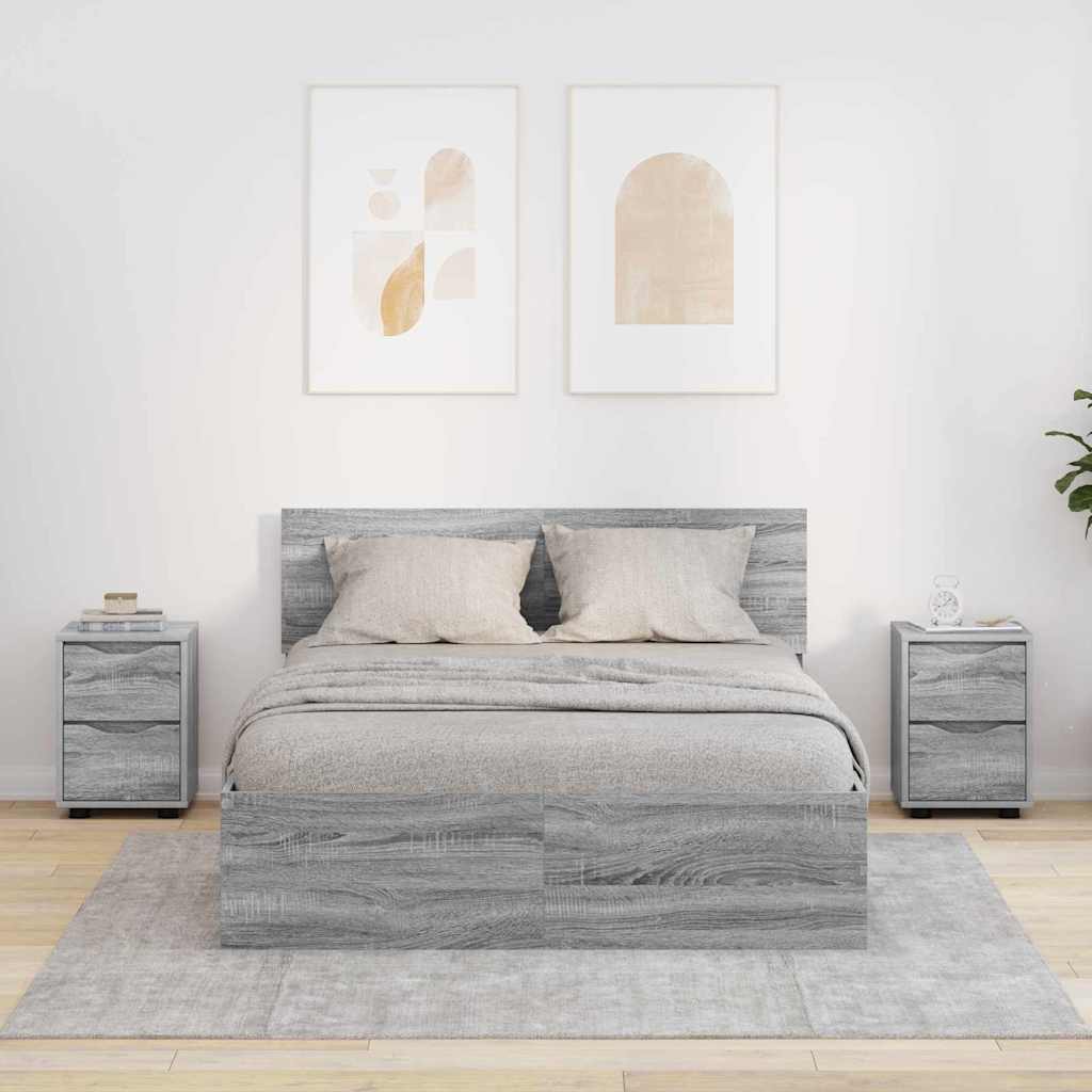 Noćni ormarići s ladicama 2 pcs Siva Sonoma 30,5 x 30 x 43 cm