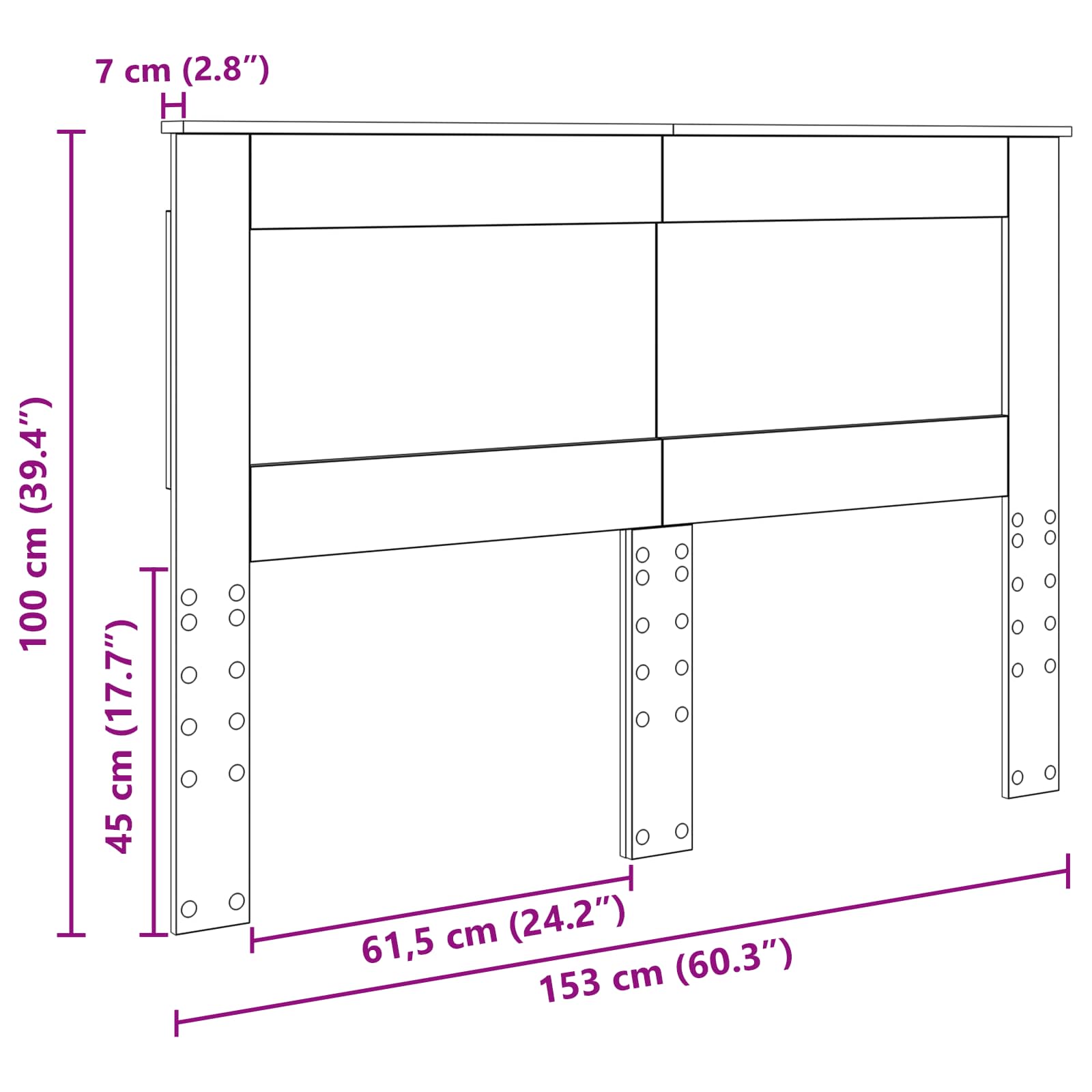 Uzglavlje s uzglavljem Crni hrast 150 cm Konstruirano drvo