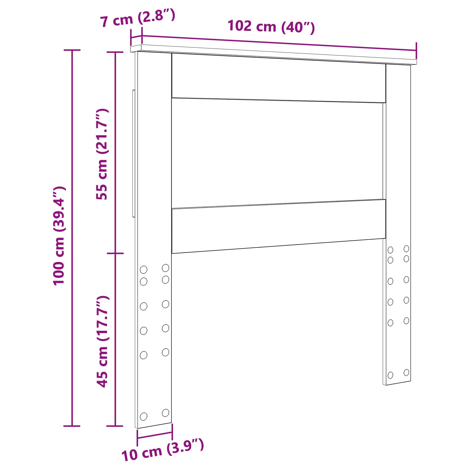 Uzglavlje s uzglavljem Bijelo 100 cm Konstruirano drvo