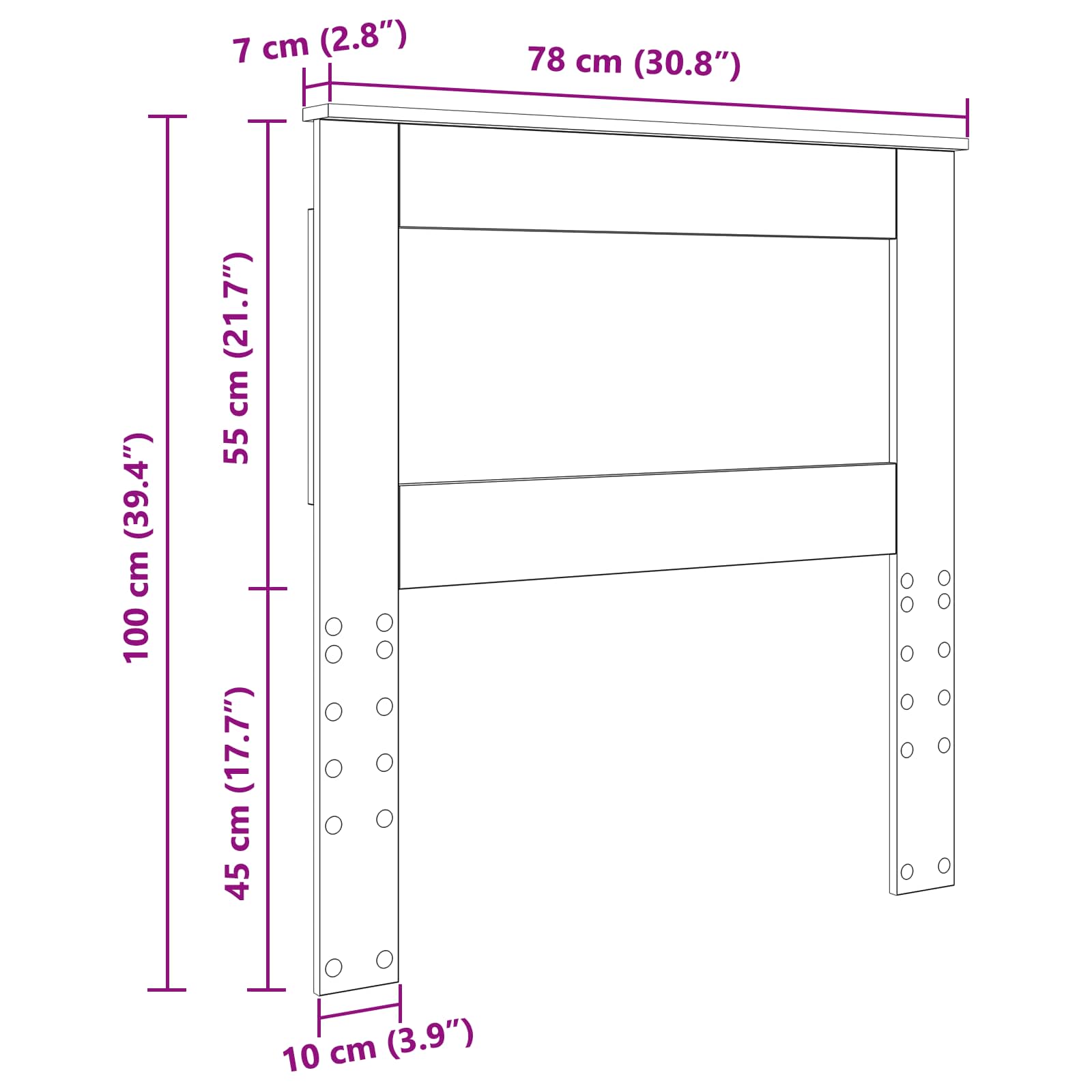 Uzglavlje s uzglavljem Crni hrast 75 cm Konstruirano drvo