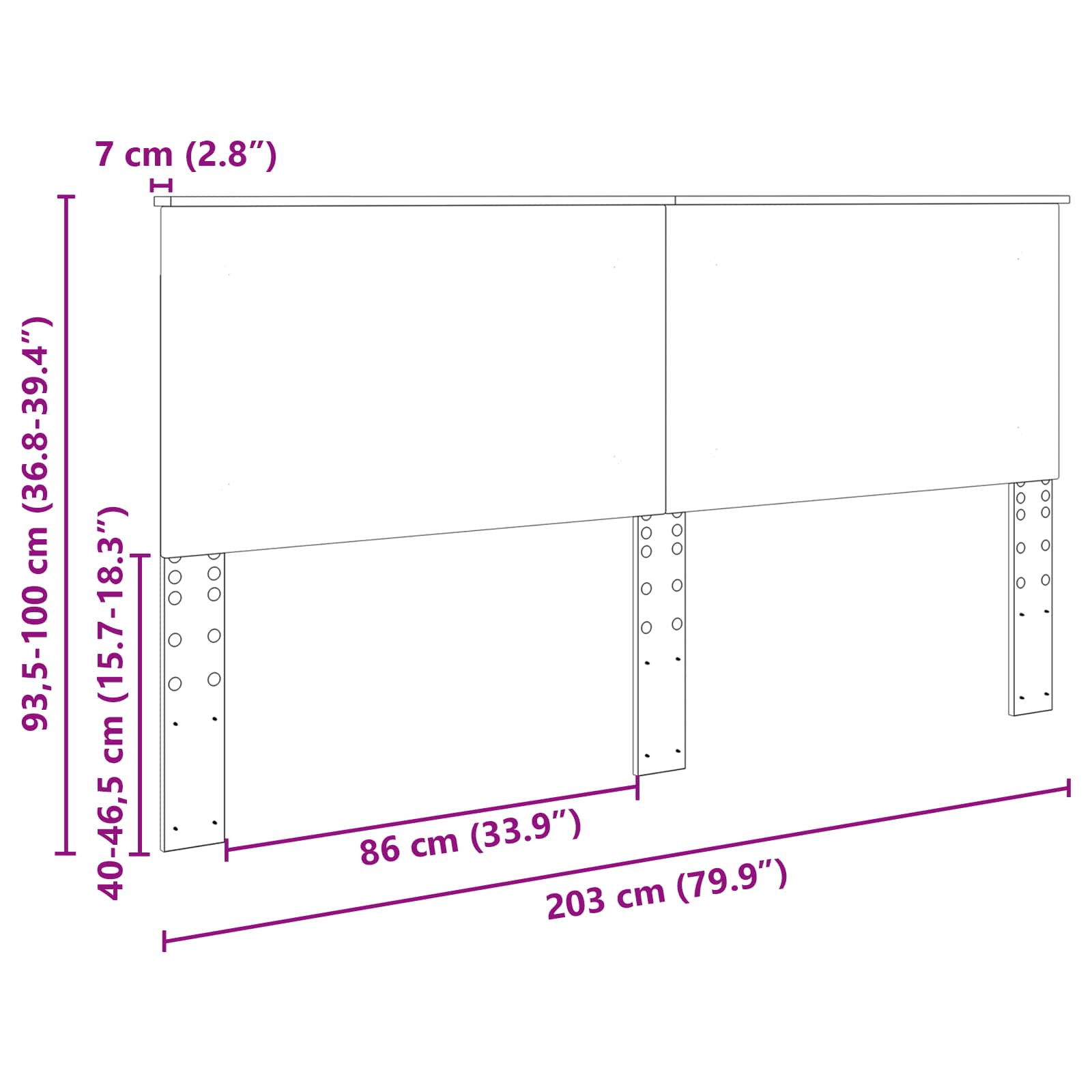 Uzglavlje Crni Hrast 100 cm Konstrukcijsko drvo