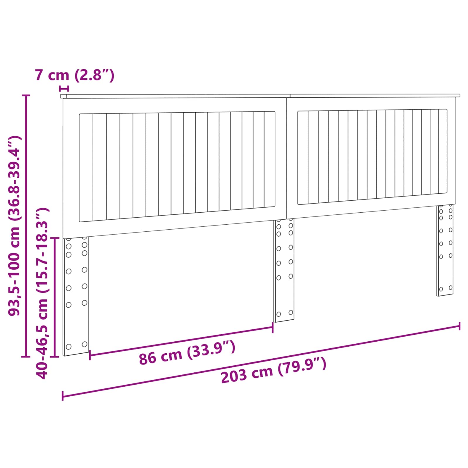 Uzglavlje s uzglavljem Sjajno bijelo 200 cm Konstruirano drvo