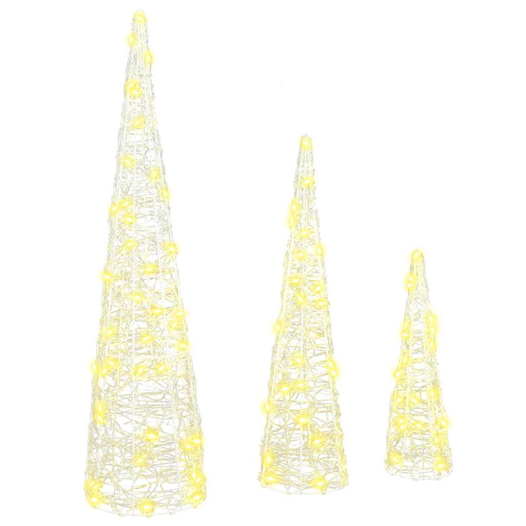 Božićno drvce 3 pcs Topla bijela 20 x 20 x 80 cm Akril