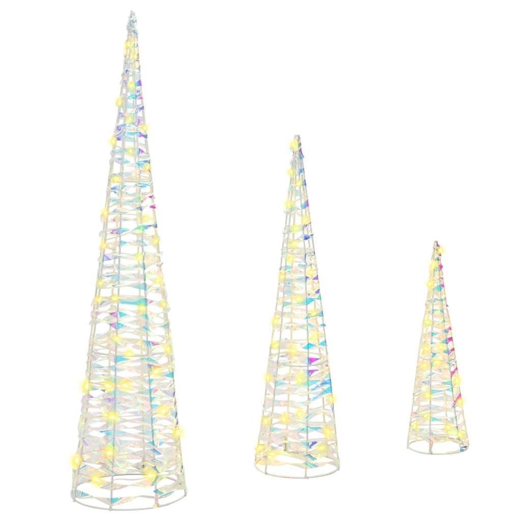 Božićno drvce 3 pcs Topla bijela 20 x 20 x 80 cm PET