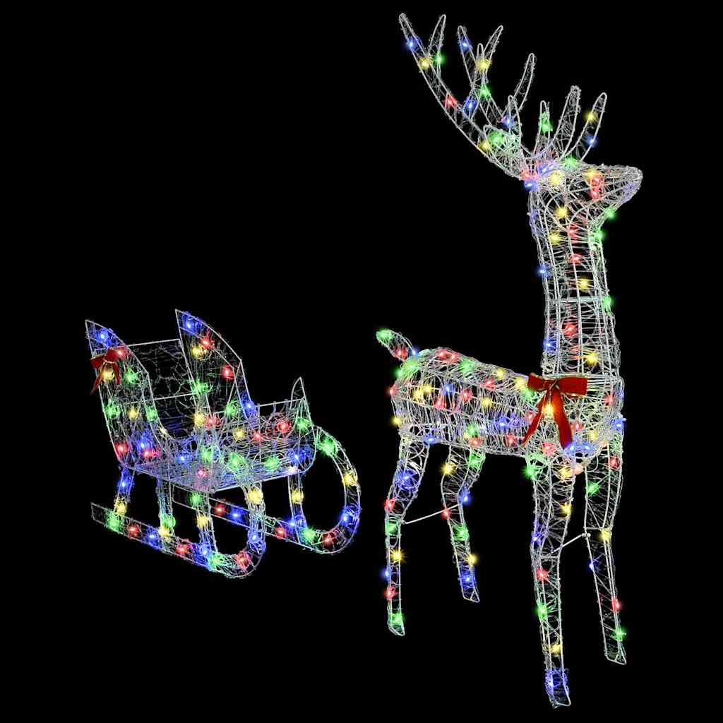 Reindeer vuče saonice šareni 70 x 26 x 129 cm Akril