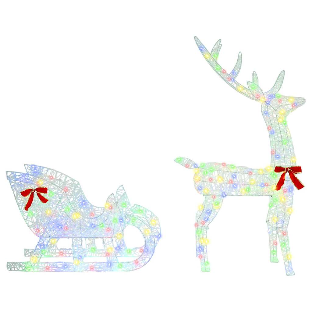 Reindeer vuče saonice šareni 70 x 26 x 129 cm Akril