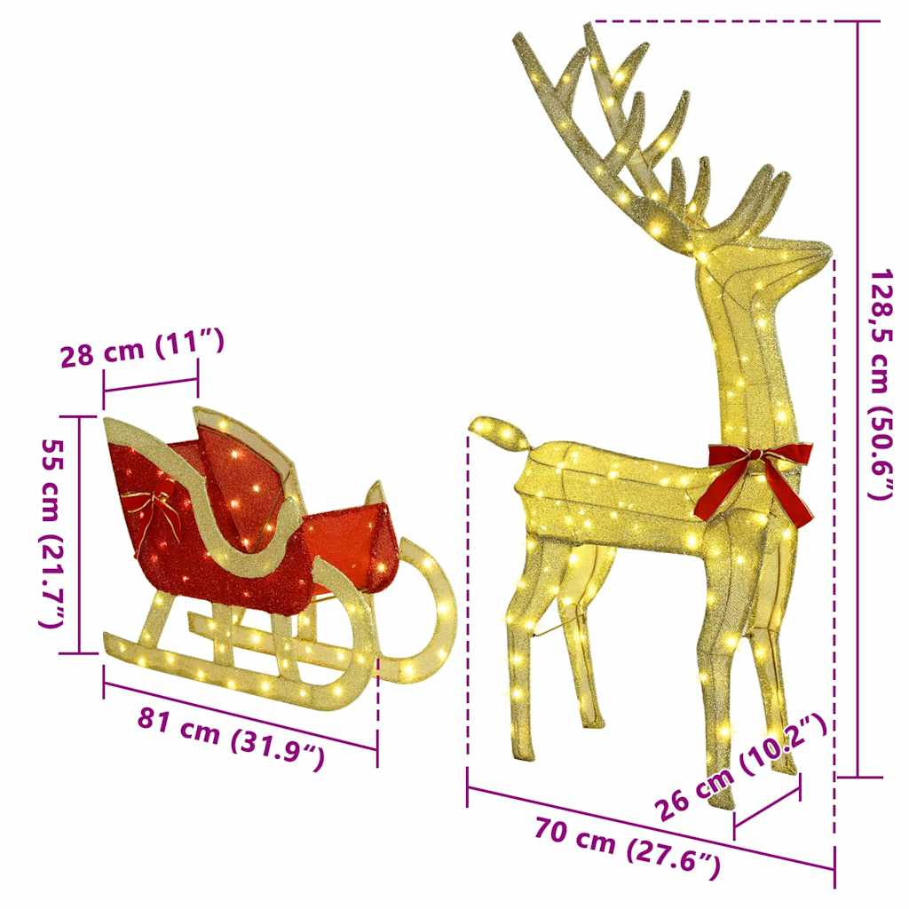 Reindeer vuče saonice Topla bijela 151 x 28 x 128,5 cm tkanina