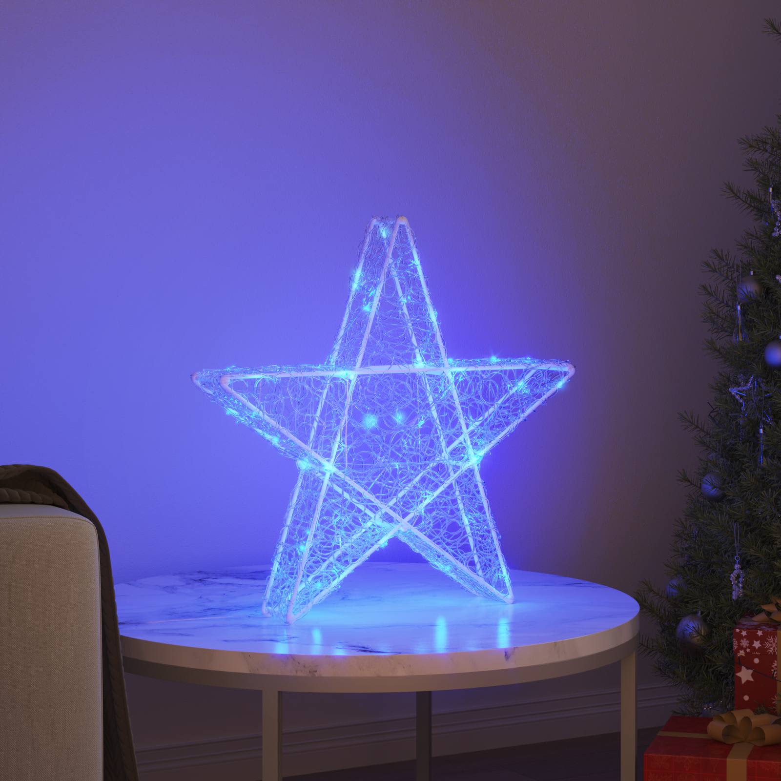 3D Zvijezda s 50 LED svjetlima Plava 55 x 53.5 x 10 cm Akril