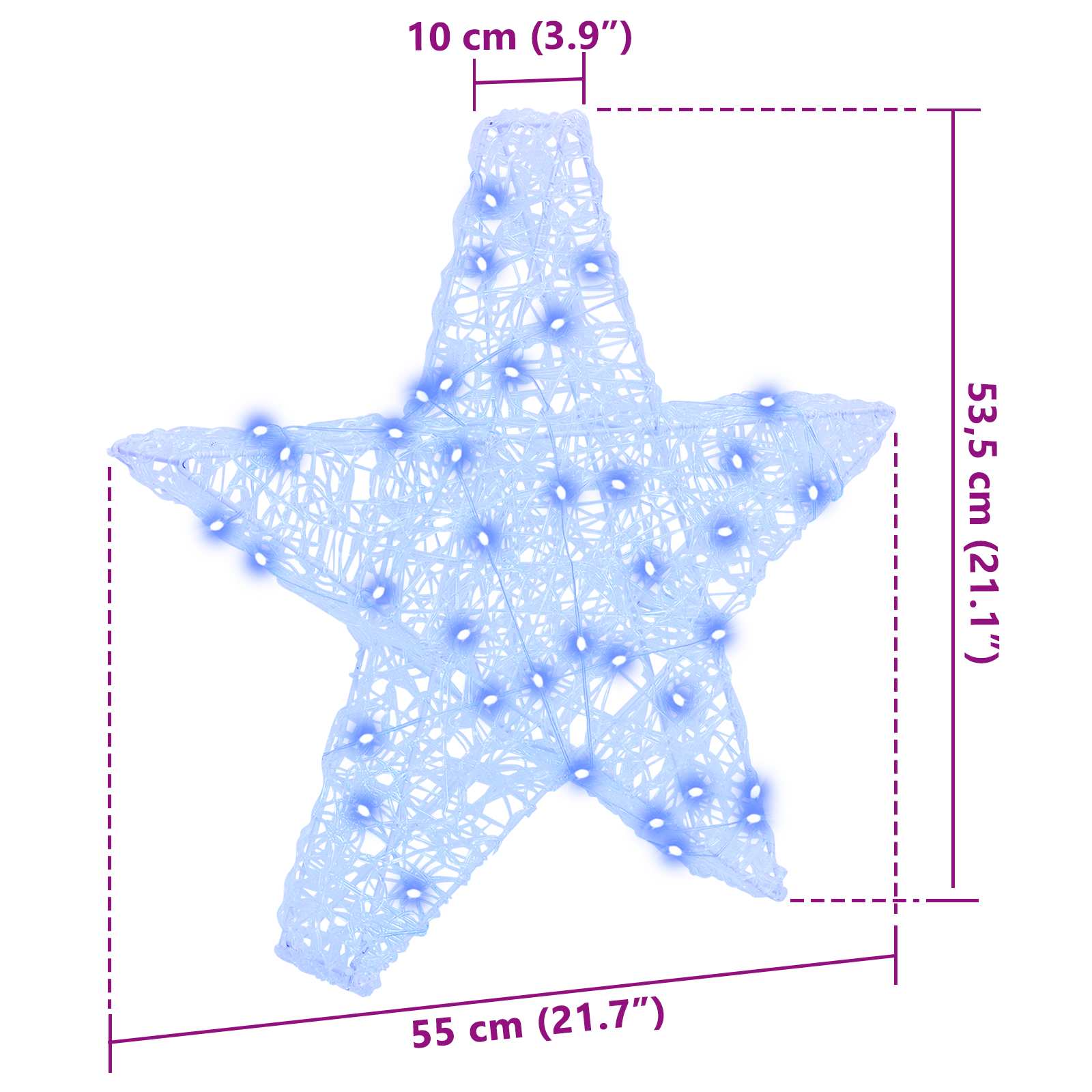 3D Zvijezda s 50 LED svjetlima Plava 55 x 53.5 x 10 cm Akril
