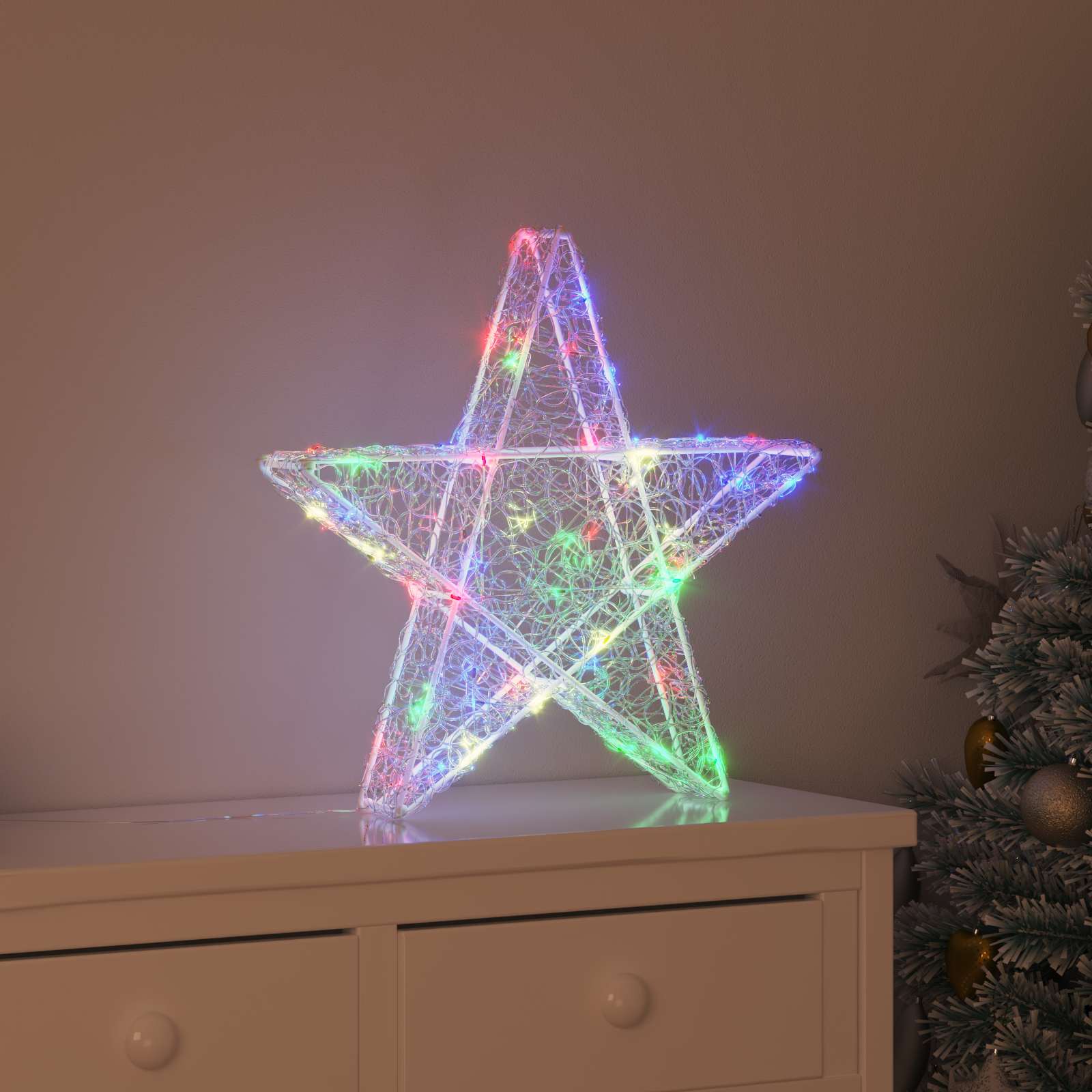 3D Zvijezda s 50 LED svjetlima Šareni 55 x 53.5 x 10 cm Akril