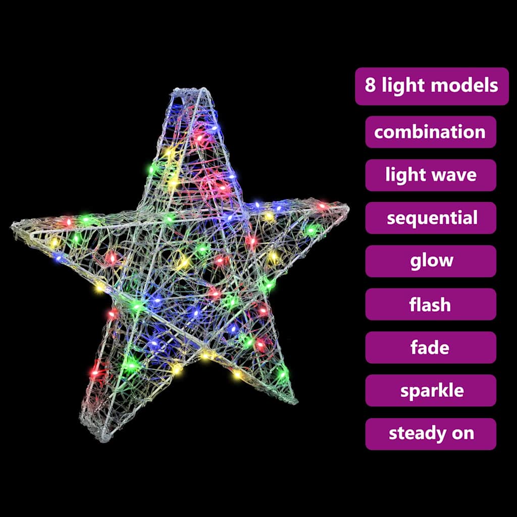 3D Zvijezda s 50 LED svjetlima Šareni 55 x 53.5 x 10 cm Akril